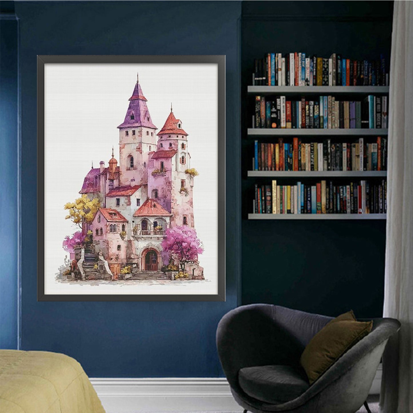 Floral Castle - Full 14CT Stamped Cross Stitch 70x90CM - Fairy Egyptian Cotton