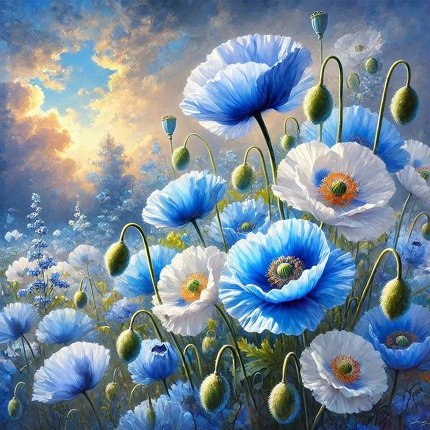 Poppy - Full 11CT Counted Cross Stitch 40x40CM - Yishu