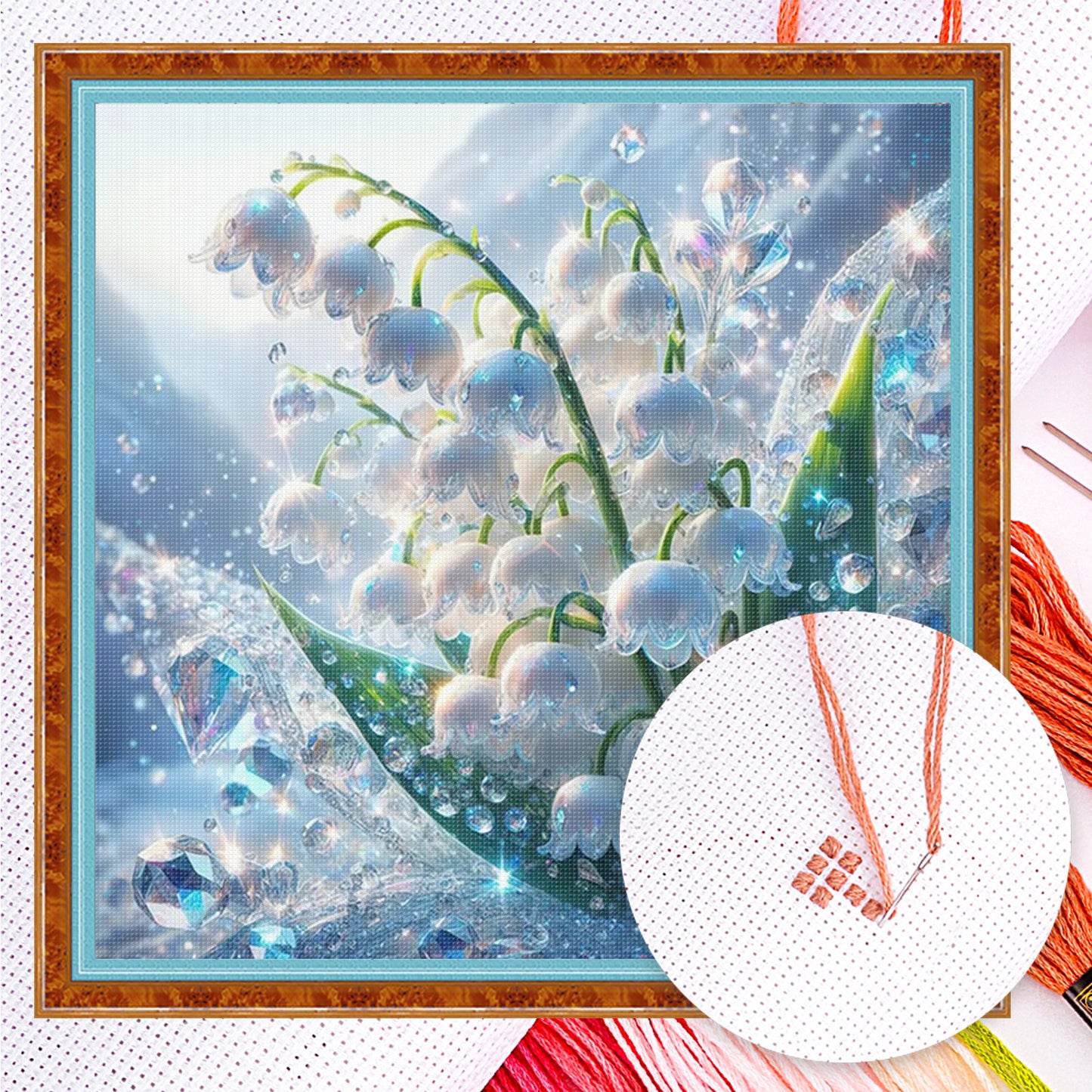 Lily Of The Valley - Full 11CT Counted Cross Stitch 40x40CM - Yishu