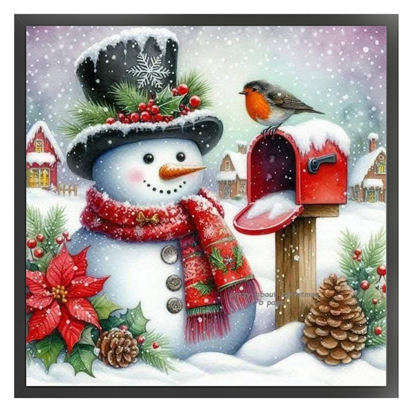 Snowman And Mailbox - Full 11CT Stamped Cross Stitch 45x45CM - Huacan