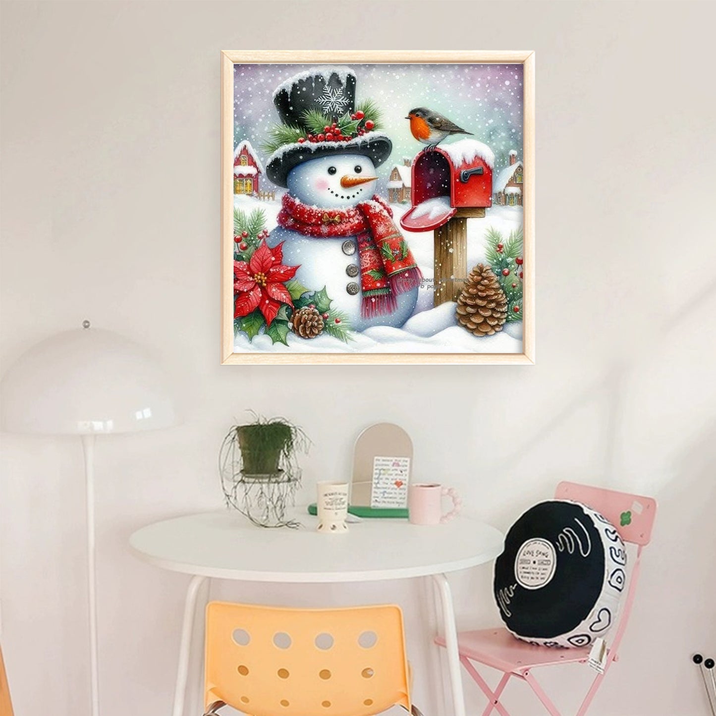 Snowman And Mailbox - Full 11CT Stamped Cross Stitch 45x45CM - Huacan