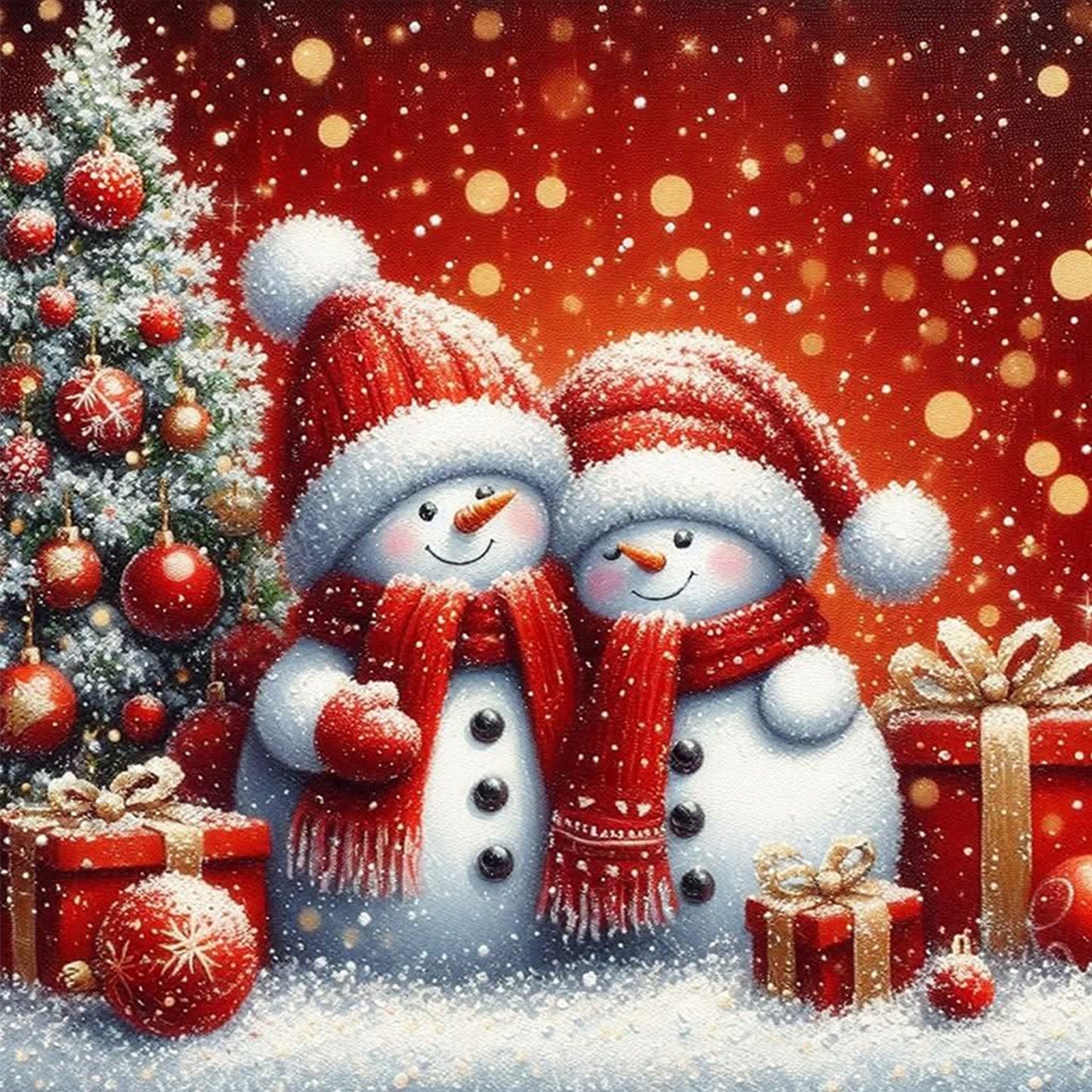 Christmas Snowman - Full 11CT Stamped Cross Stitch 45x45CM - Huacan