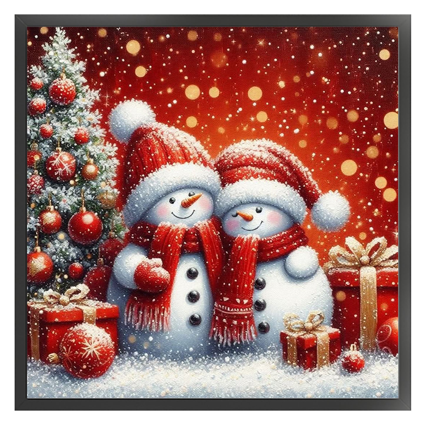 Christmas Snowman - Full 11CT Stamped Cross Stitch 45x45CM - Huacan