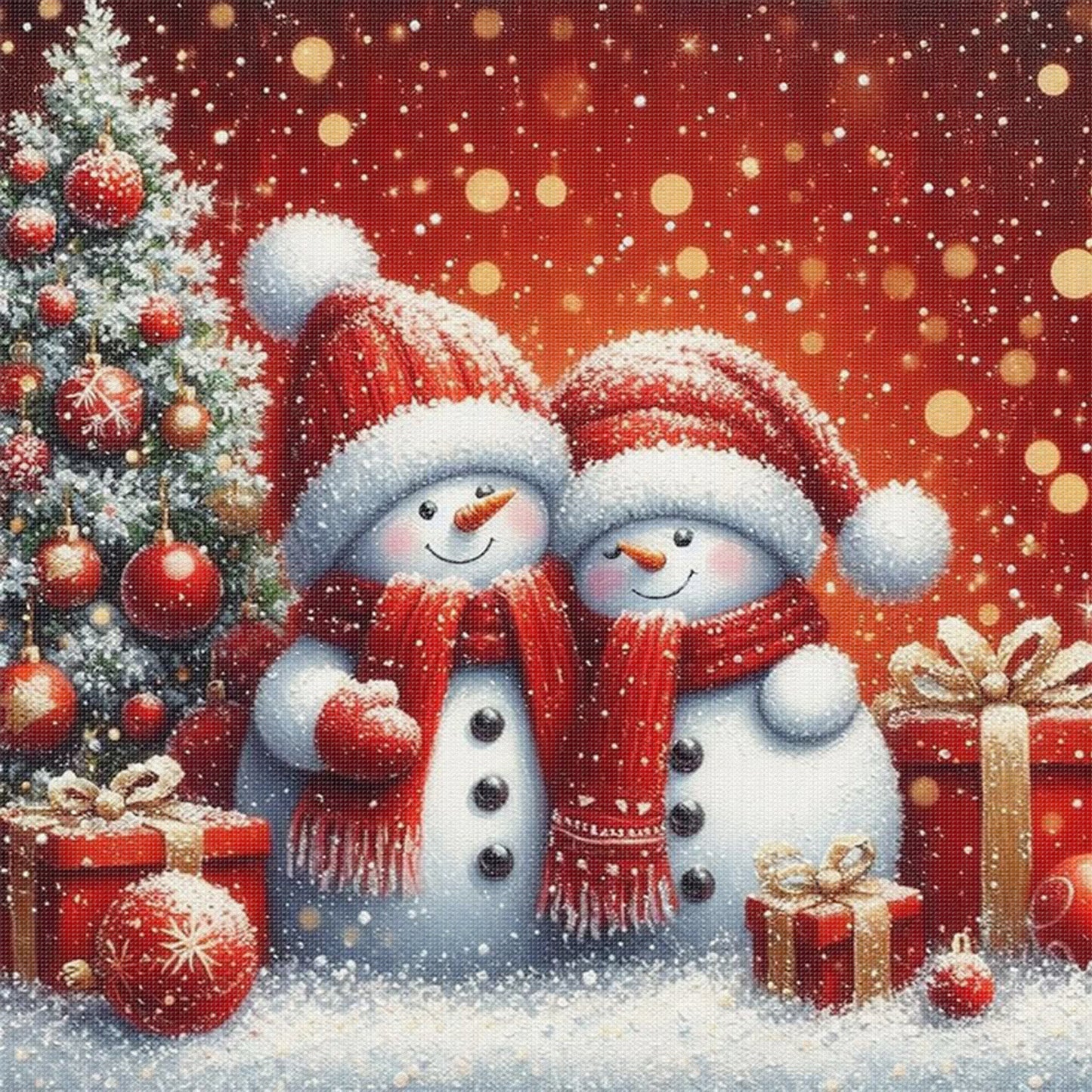 Christmas Snowman - Full 11CT Stamped Cross Stitch 45x45CM - Huacan