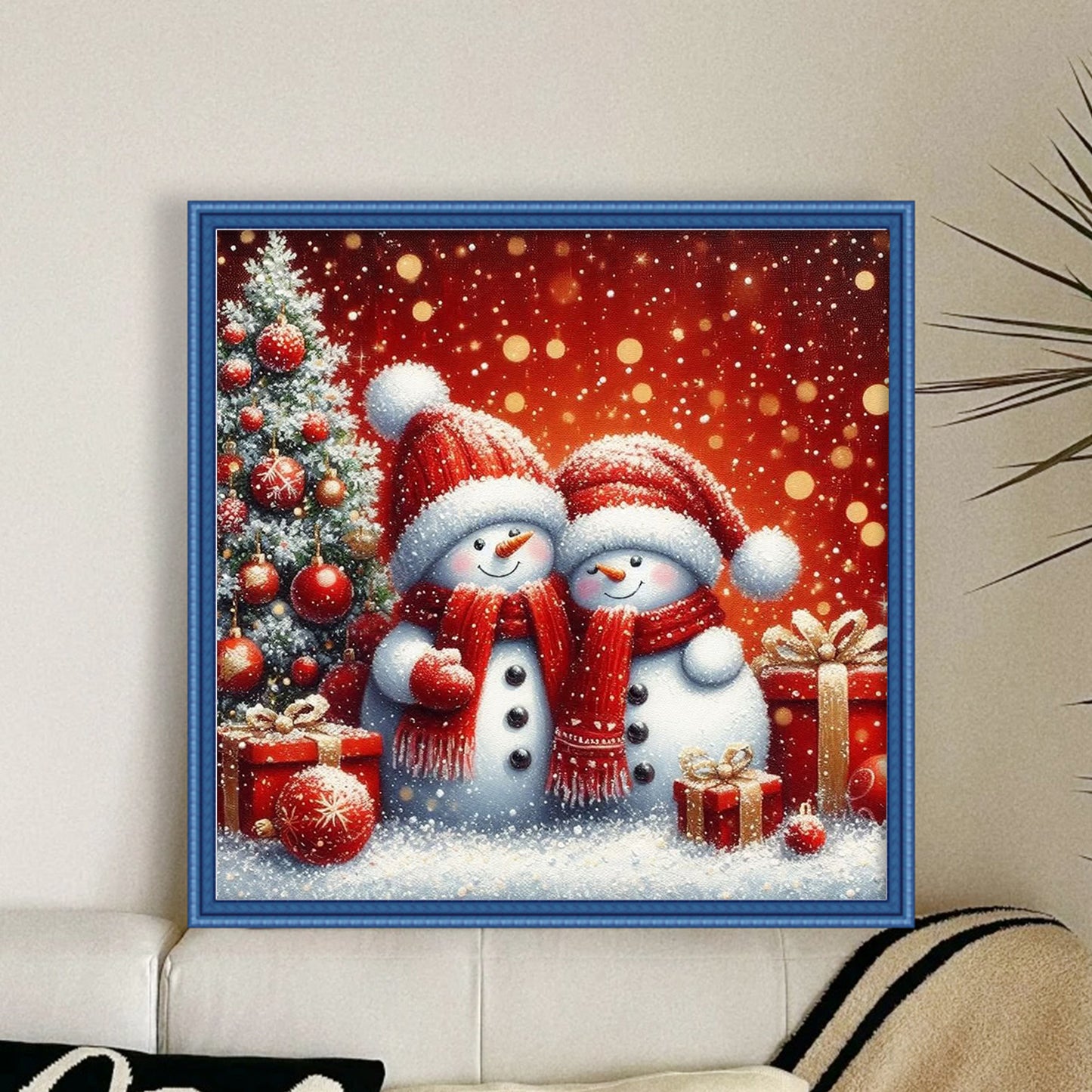 Christmas Snowman - Full 11CT Stamped Cross Stitch 45x45CM - Huacan