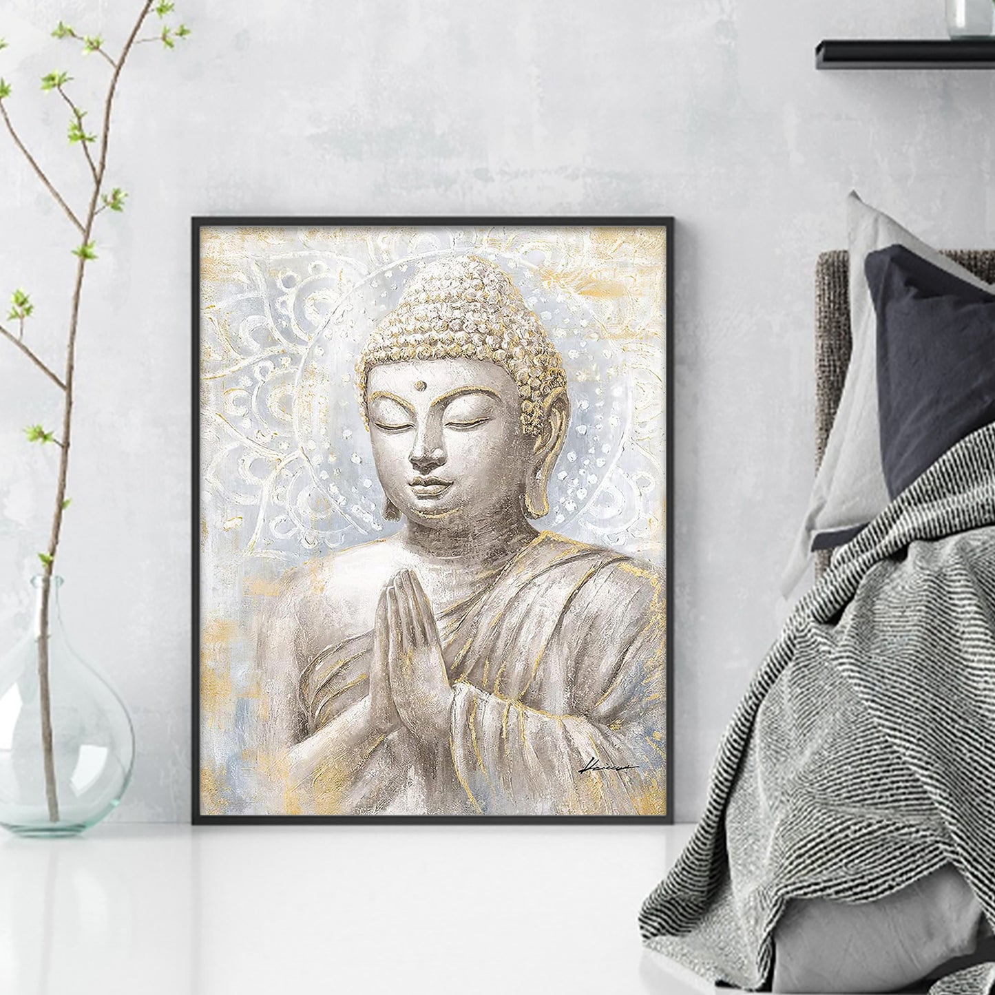 Buddha Statue - Full 11CT Stamped Cross Stitch 40x50CM - Huacan