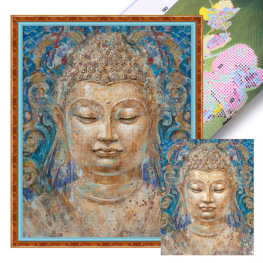 Buddha Statue - Full 11CT Stamped Cross Stitch 40x50CM - Huacan
