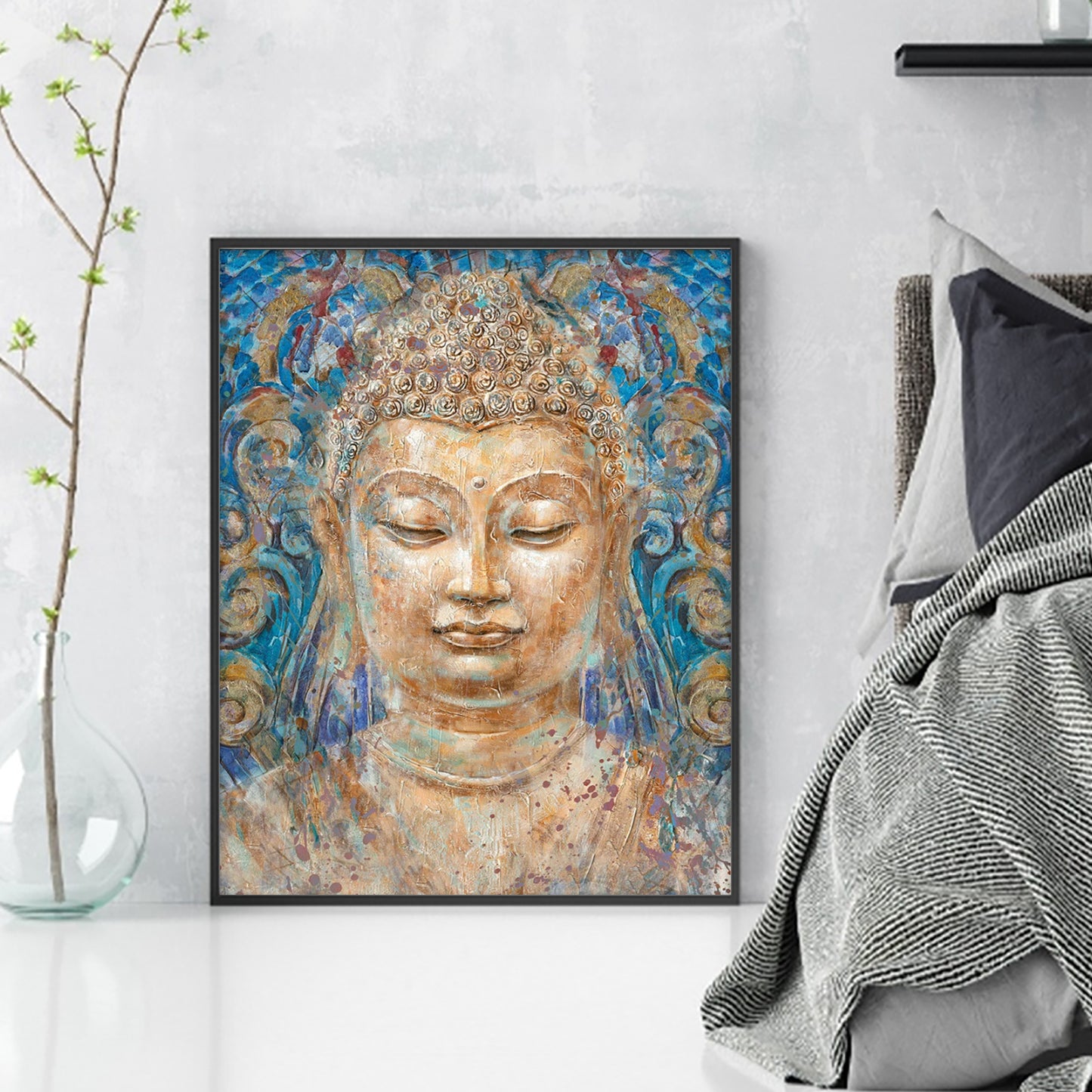 Buddha Statue - Full 11CT Stamped Cross Stitch 40x50CM - Huacan