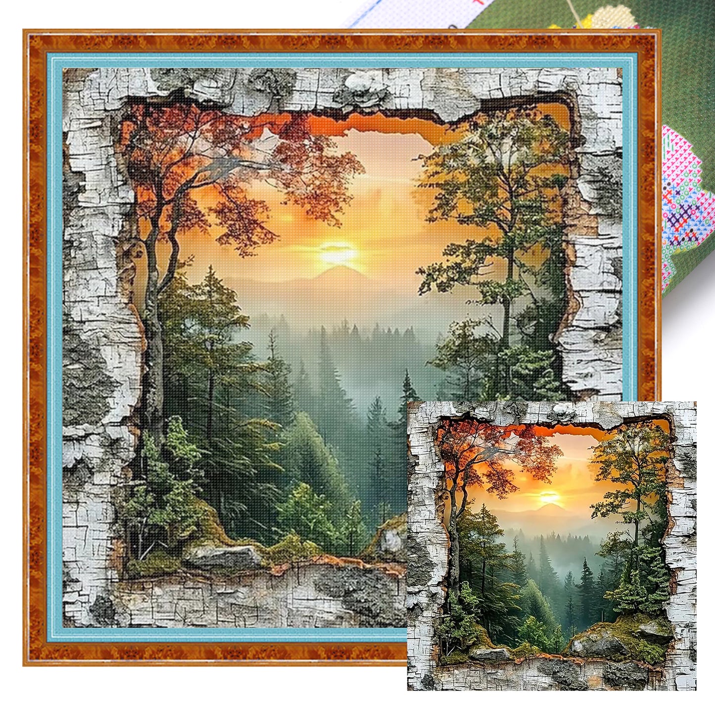 Forest - Full 11CT Stamped Cross Stitch 40x40CM - Yishu