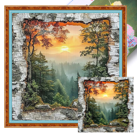 Forest - Full 11CT Stamped Cross Stitch 40x40CM - Yishu