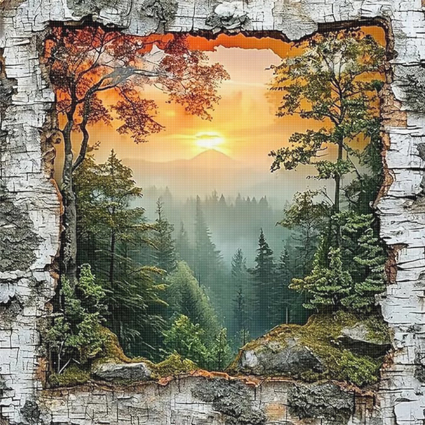 Forest - Full 11CT Stamped Cross Stitch 40x40CM - Yishu