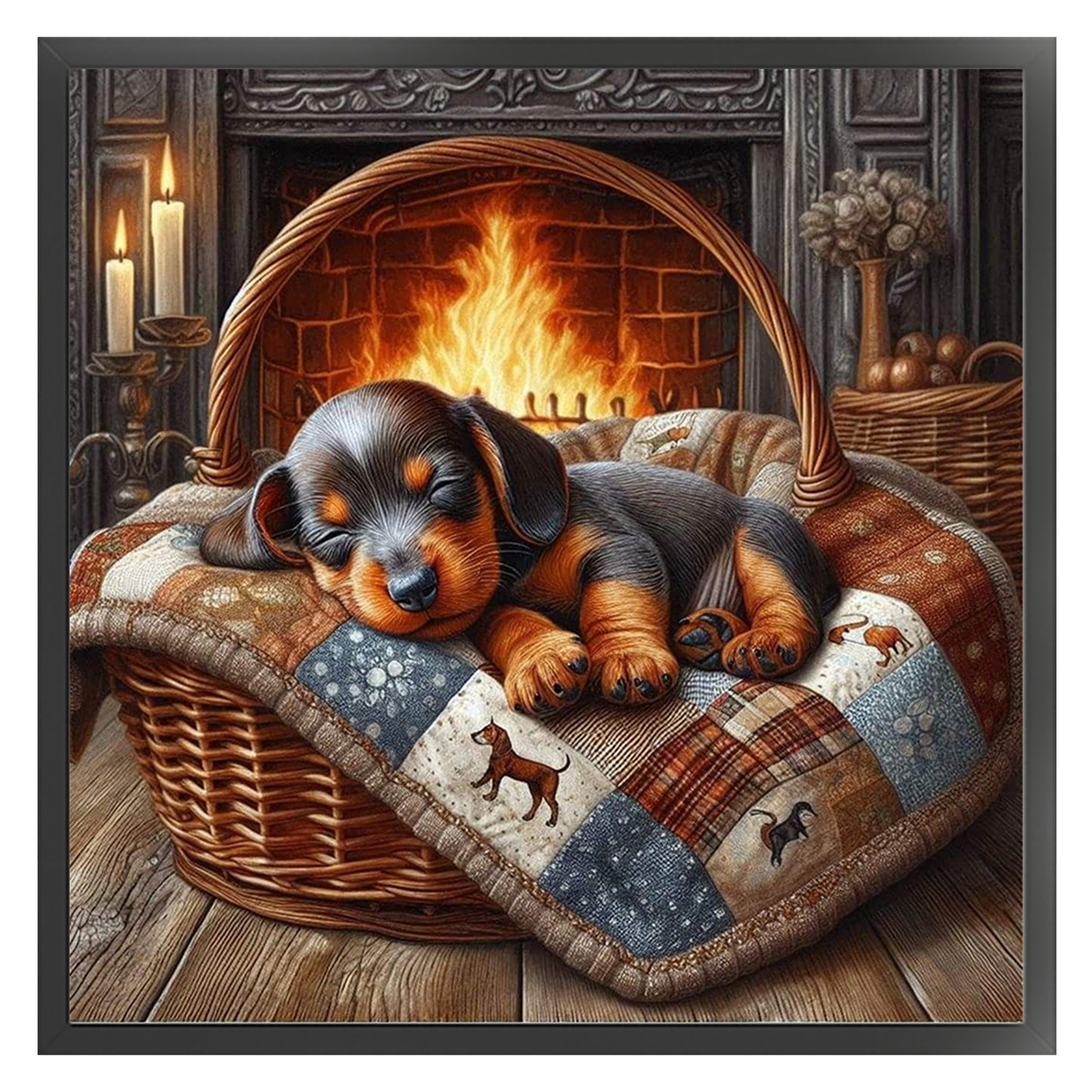 Sleeping Dachshund - Full 11CT Stamped Cross Stitch 45x45CM - Yishu