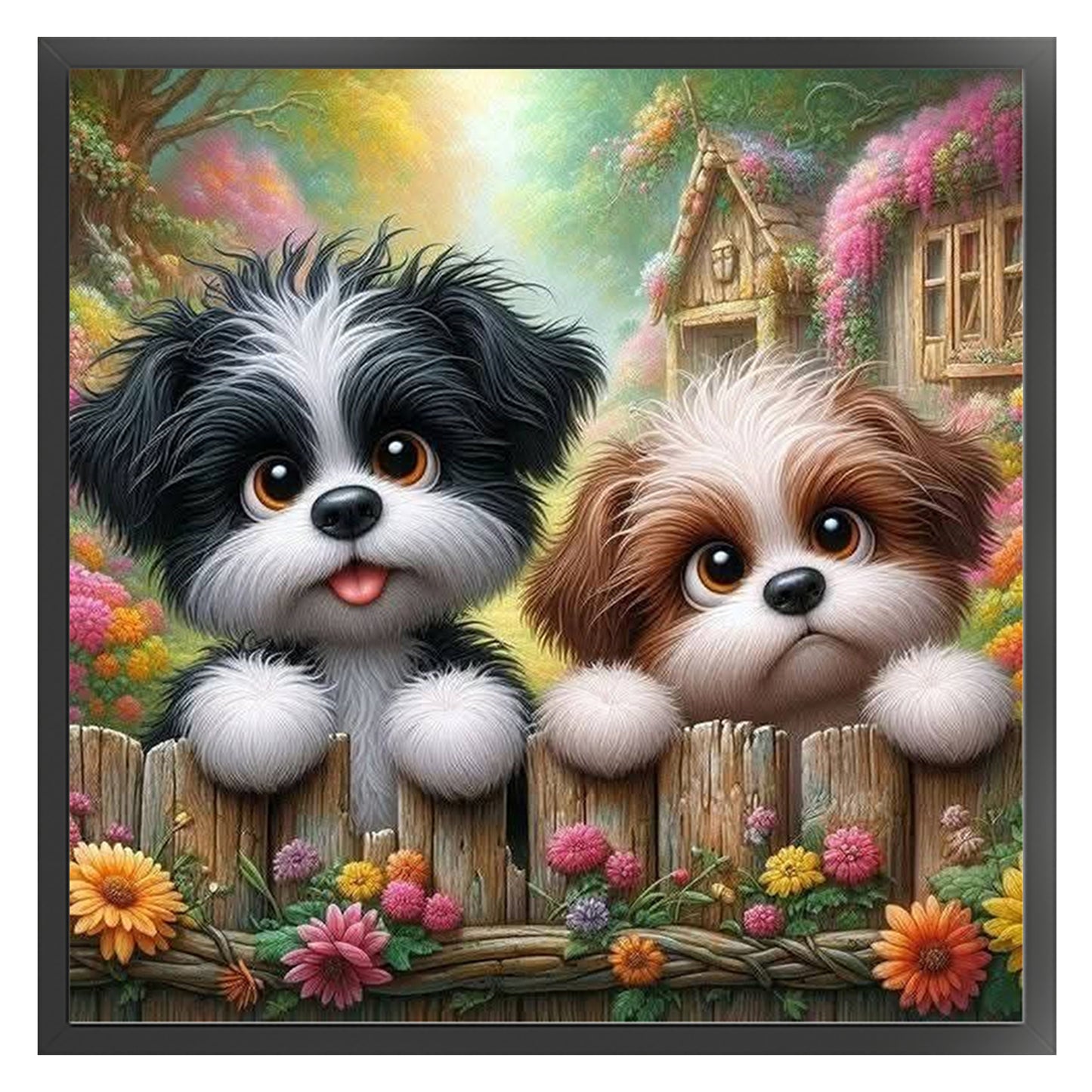 Shih Puppies - Full 11CT Stamped Cross Stitch 45x45CM - Yishu