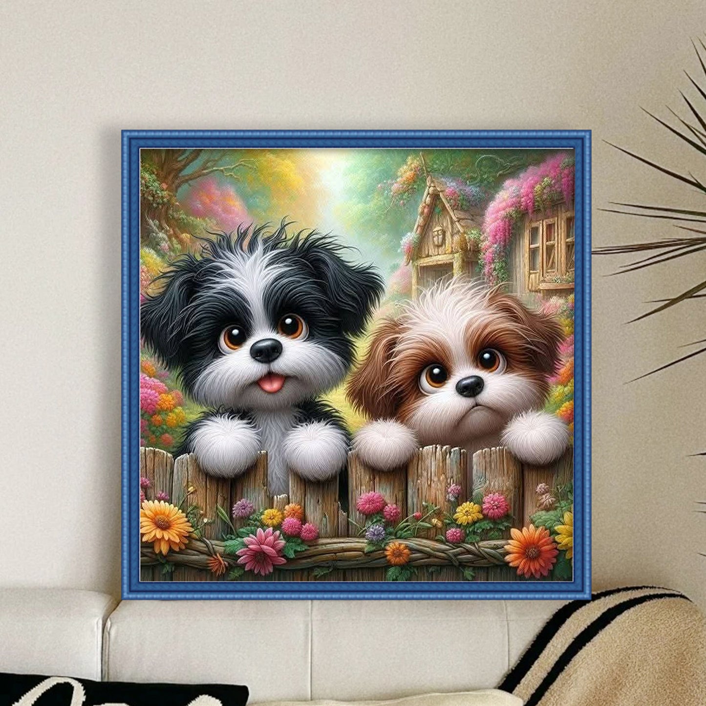 Shih Puppies - Full 11CT Stamped Cross Stitch 45x45CM - Yishu