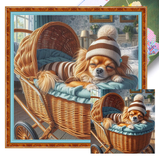 Cavalier King Charles Spaniel - Full 11CT Stamped Cross Stitch 45x45CM - Yishu