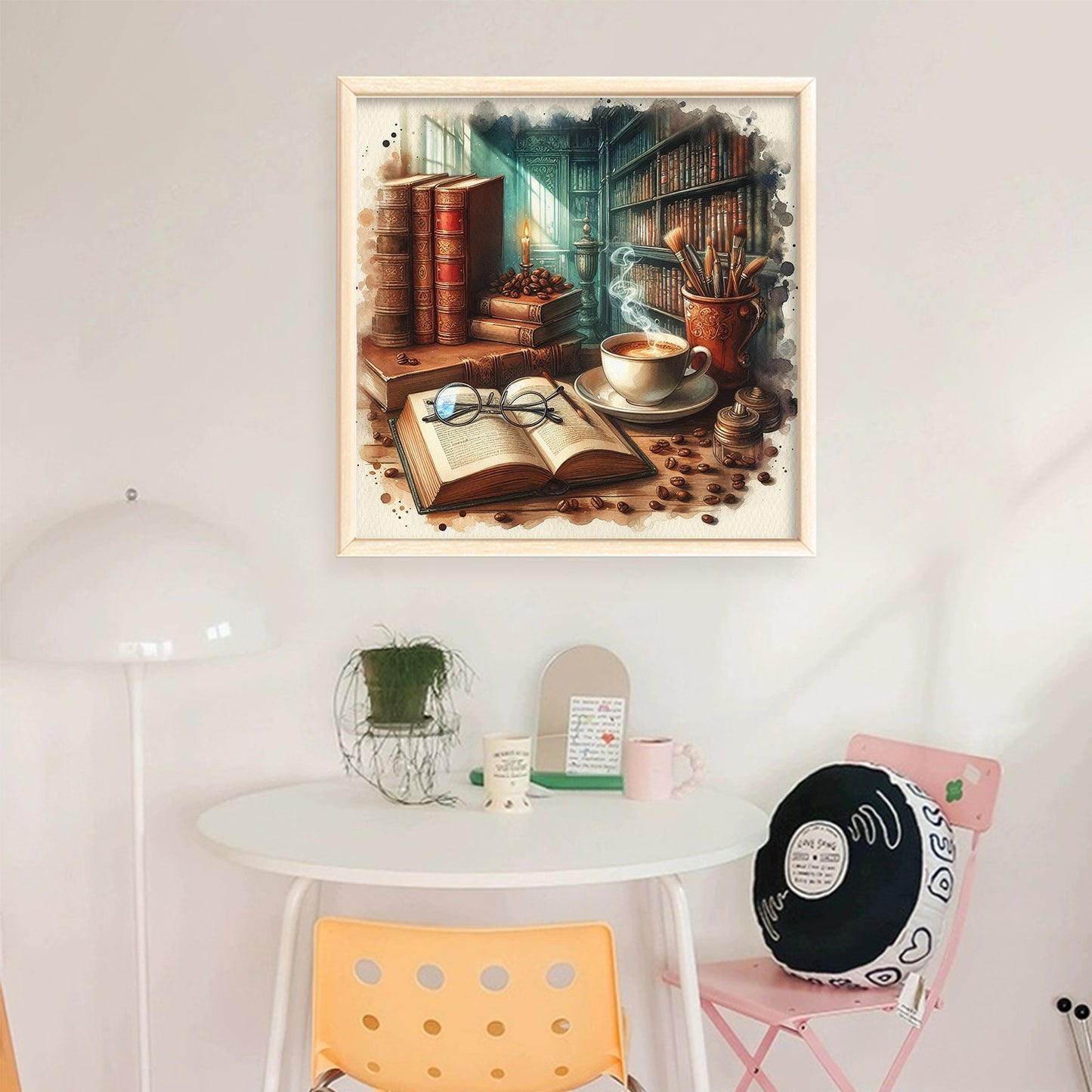 Desk And Books - Full 11CT Stamped Cross Stitch 45x45CM - Yishu