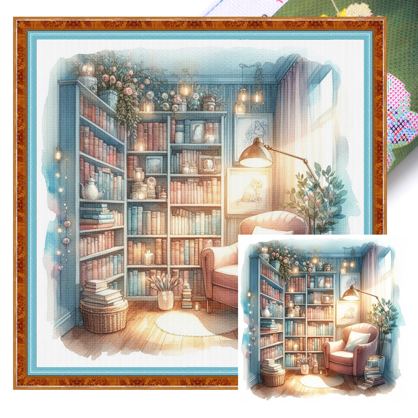 Study - Full 11CT Stamped Cross Stitch 45x45CM - Yishu
