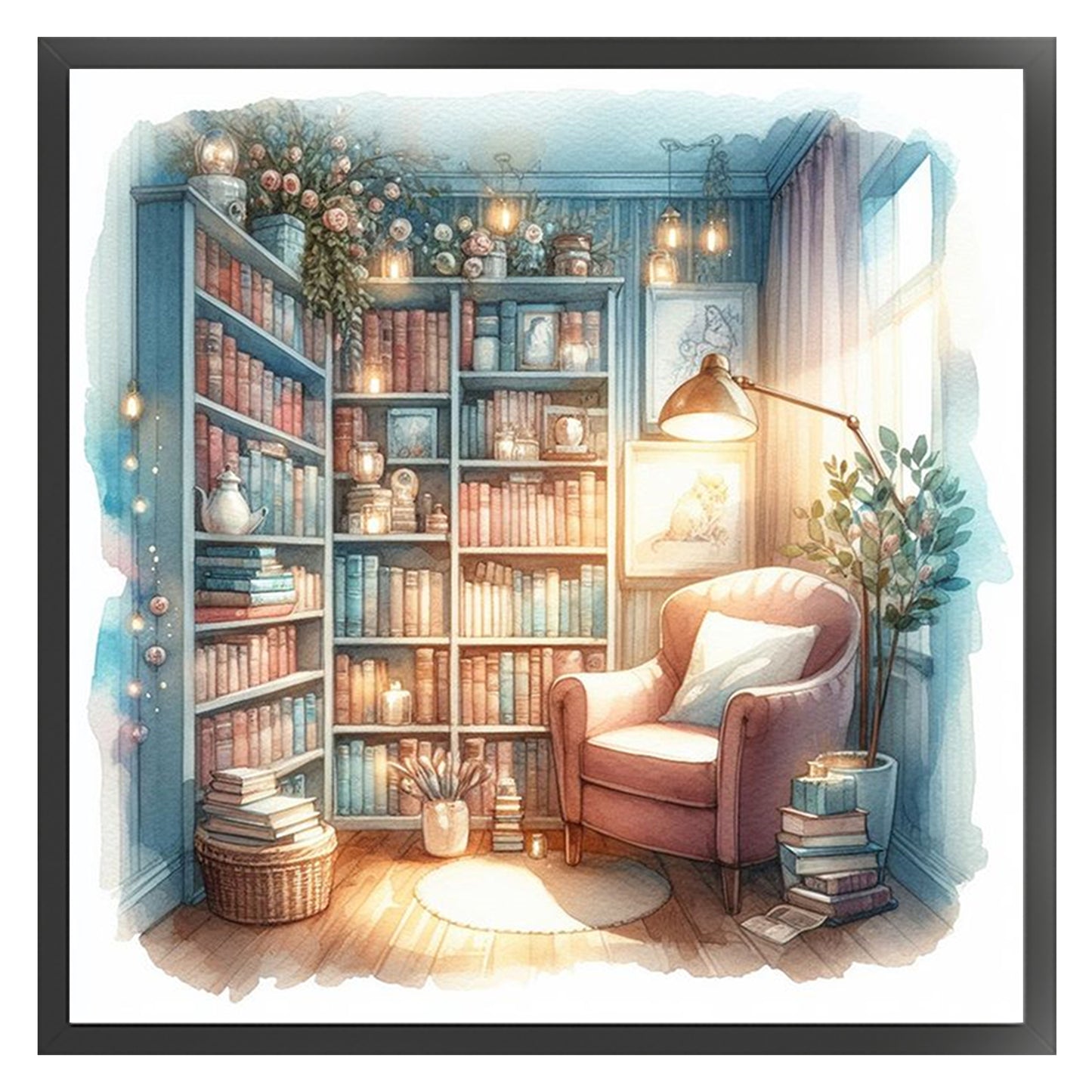 Study - Full 11CT Stamped Cross Stitch 45x45CM - Yishu