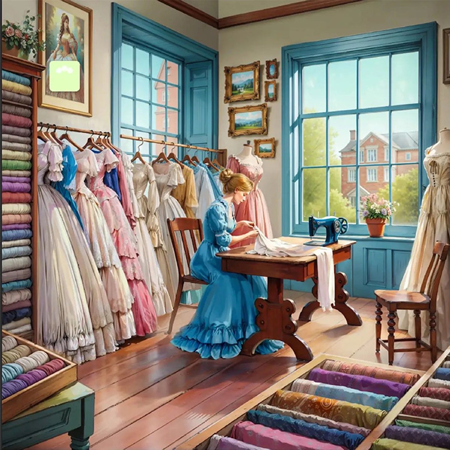 Clothing Store - Full 11CT Stamped Cross Stitch 45x45CM - Yishu