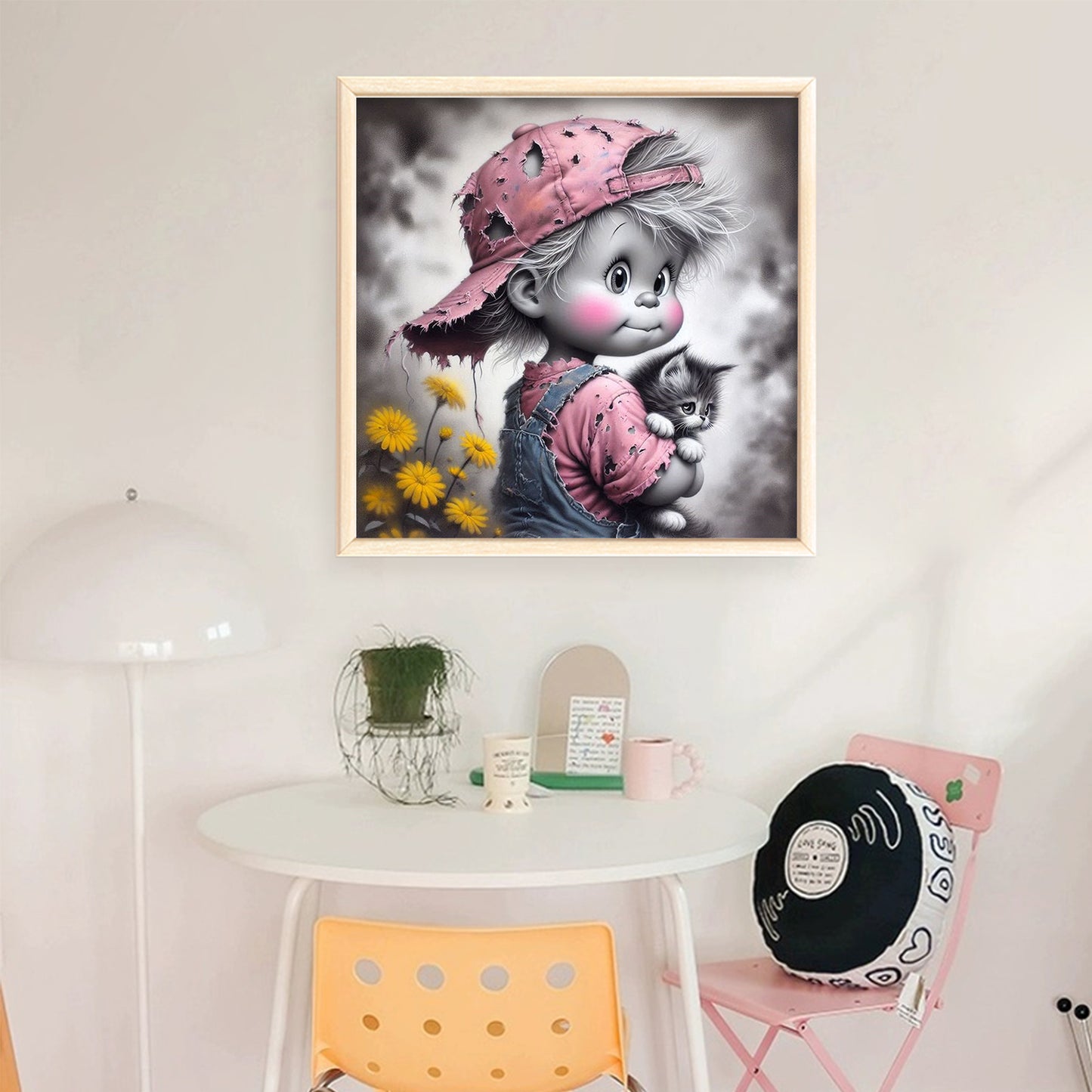 Boy And Cat - Full 11CT Stamped Cross Stitch 45x45CM - Yishu