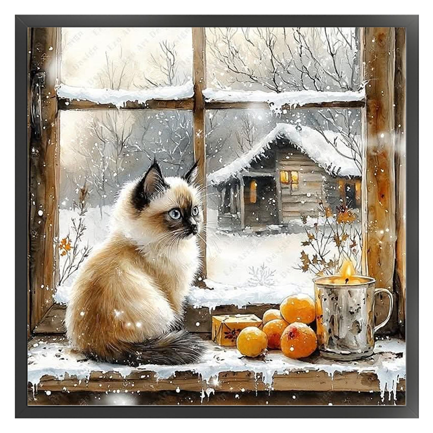 Siamese Cat - Full 11CT Stamped Cross Stitch 40x40CM - Yishu