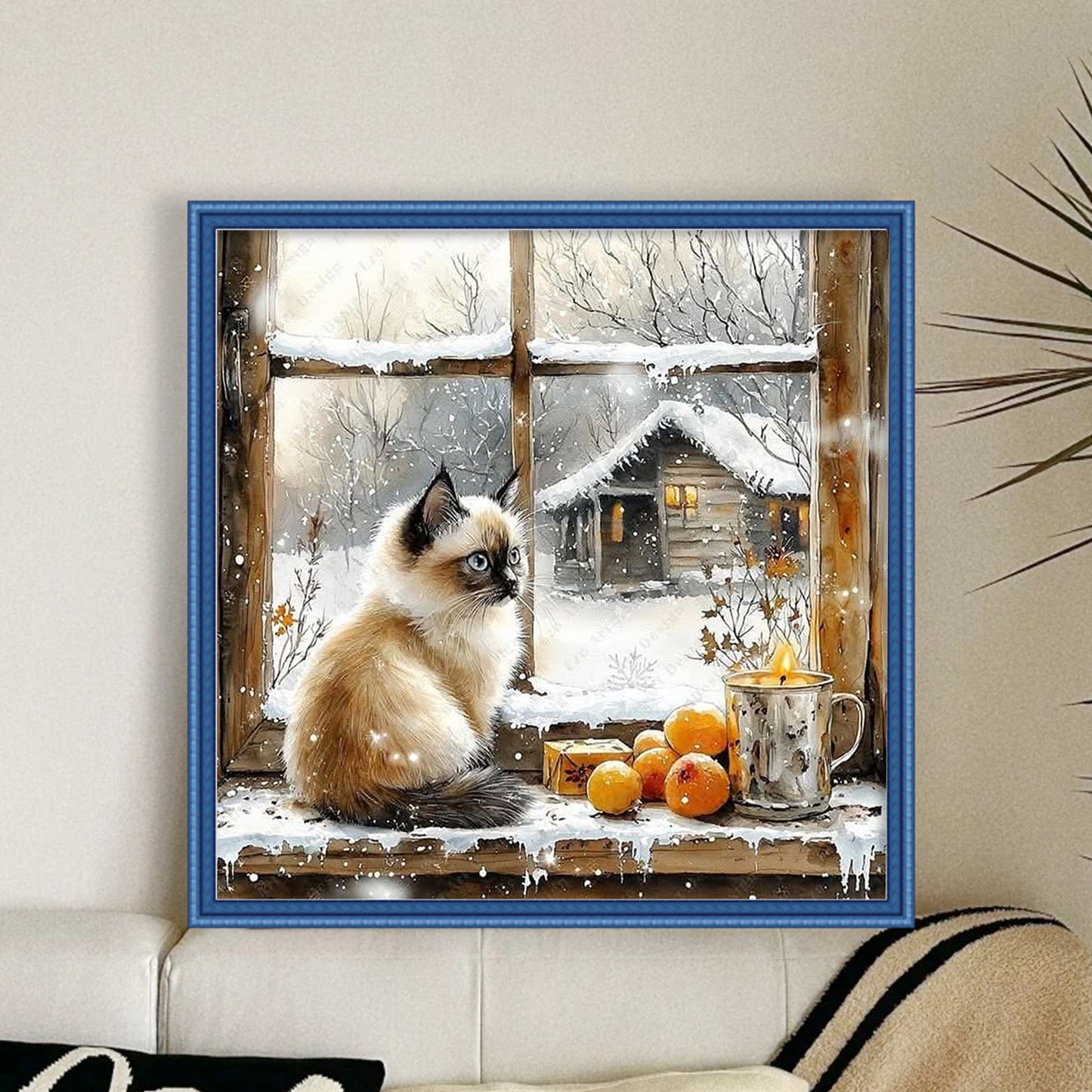 Siamese Cat - Full 11CT Stamped Cross Stitch 40x40CM - Yishu
