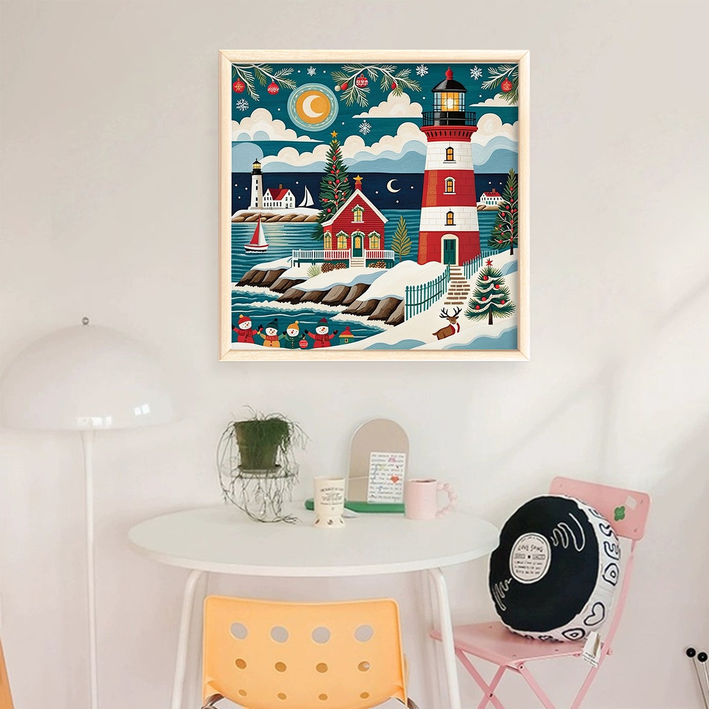 Christmas Lighthouse - Full 11CT Stamped Cross Stitch 45x45CM - Yishu