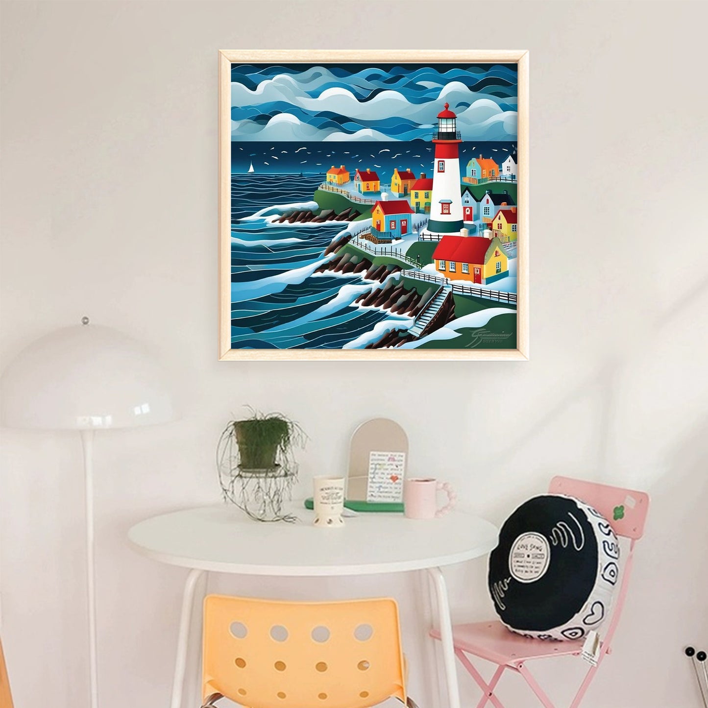 Lighthouse Town - Full 11CT Stamped Cross Stitch 45x45CM - Yishu