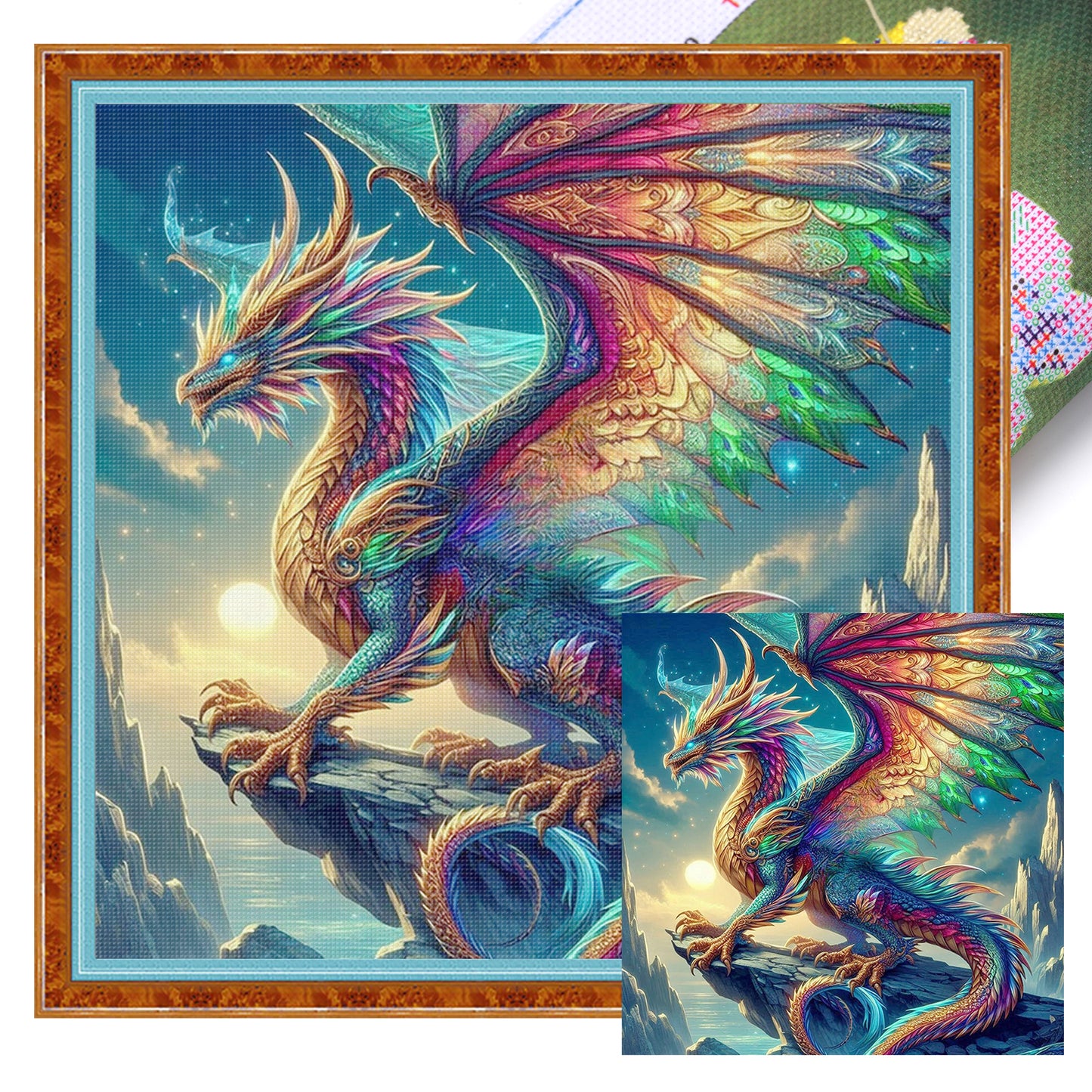 Dragon - Full 11CT Stamped Cross Stitch 40x40CM - Huacan