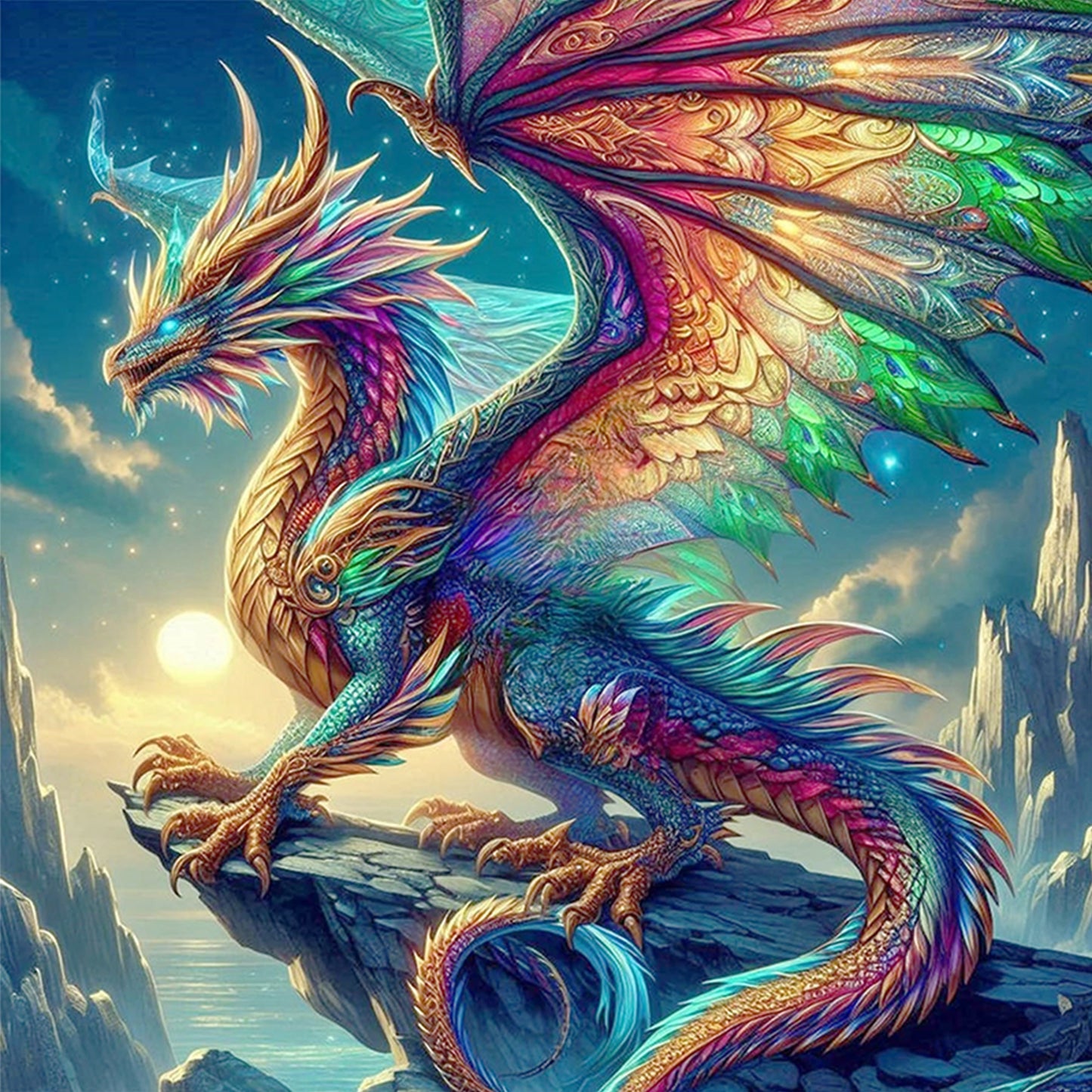 Dragon - Full 11CT Stamped Cross Stitch 40x40CM - Huacan