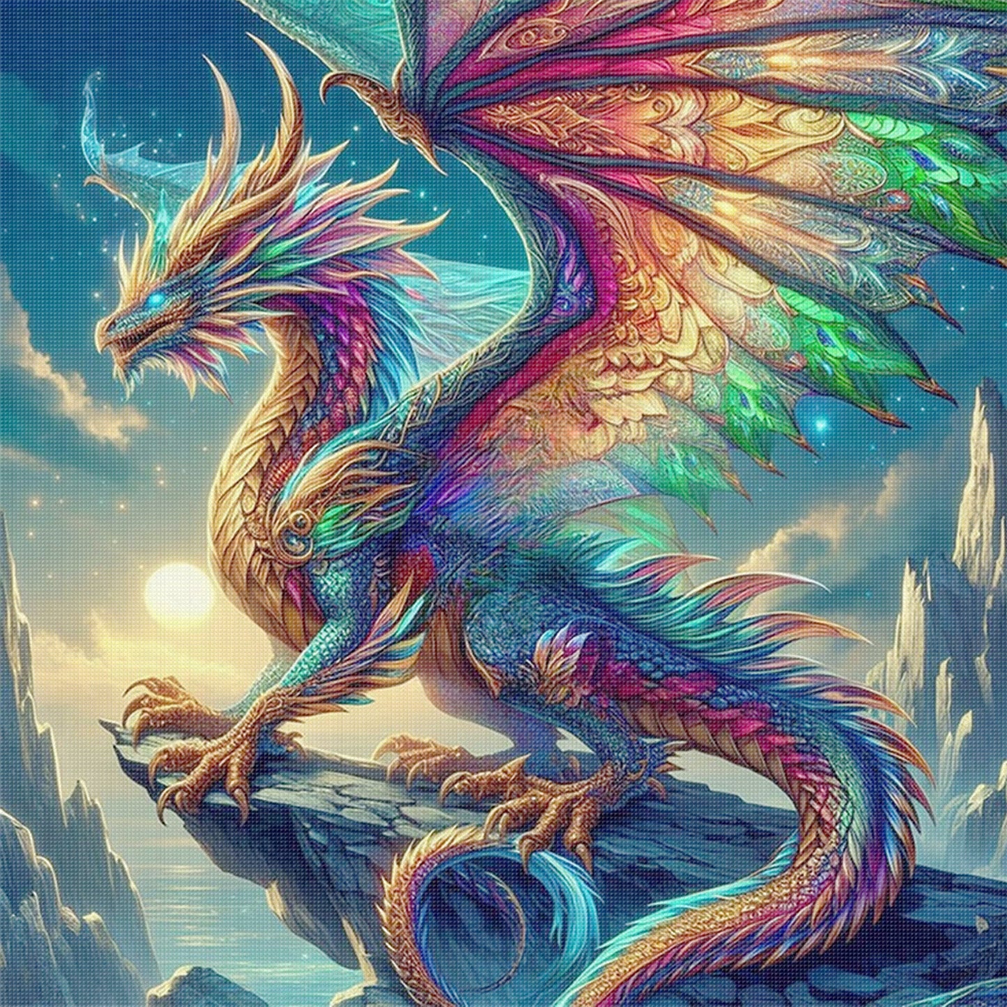 Dragon - Full 11CT Stamped Cross Stitch 40x40CM - Huacan