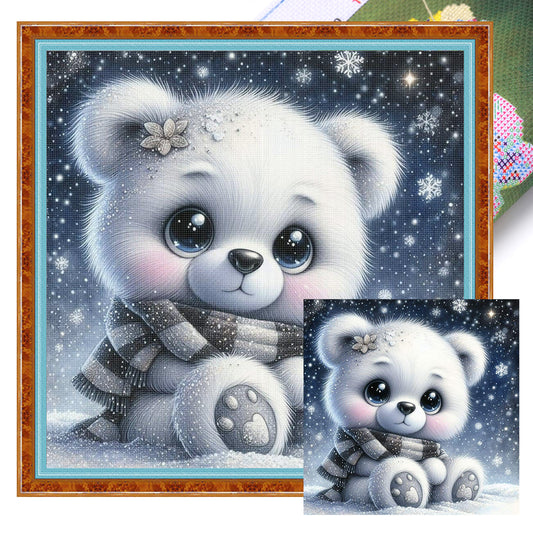 White Bear - Full 18CT Stamped Cross Stitch 25x25CM - Huacan