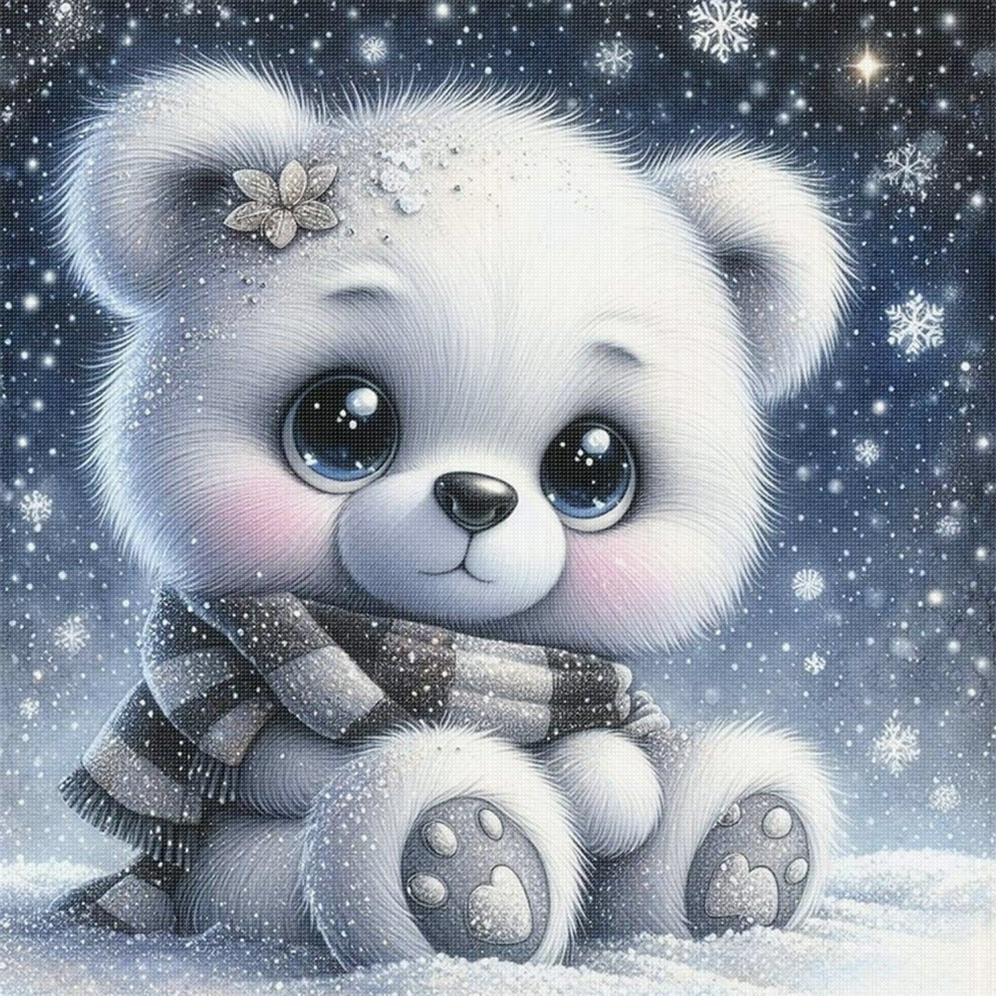 White Bear - Full 18CT Stamped Cross Stitch 25x25CM - Huacan