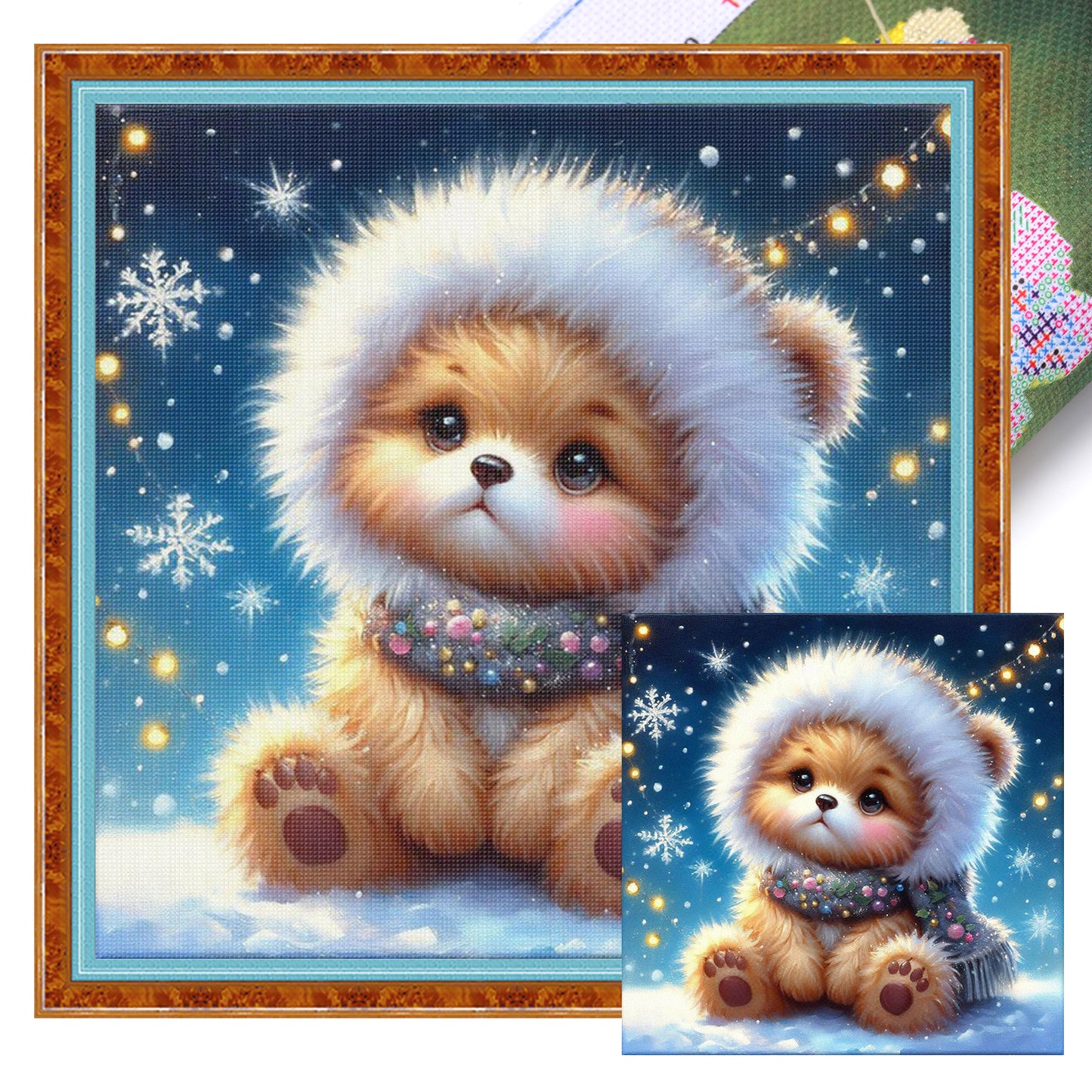 Yellow Bear - Full 18CT Stamped Cross Stitch 25x25CM - Huacan