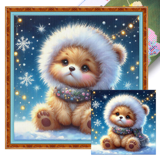 Yellow Bear - Full 18CT Stamped Cross Stitch 25x25CM - Huacan