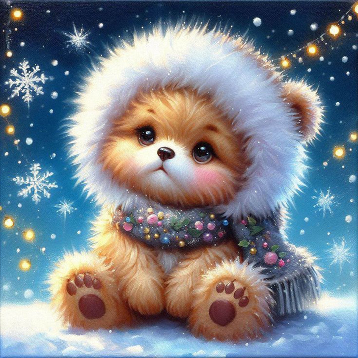 Yellow Bear - Full 18CT Stamped Cross Stitch 25x25CM - Huacan