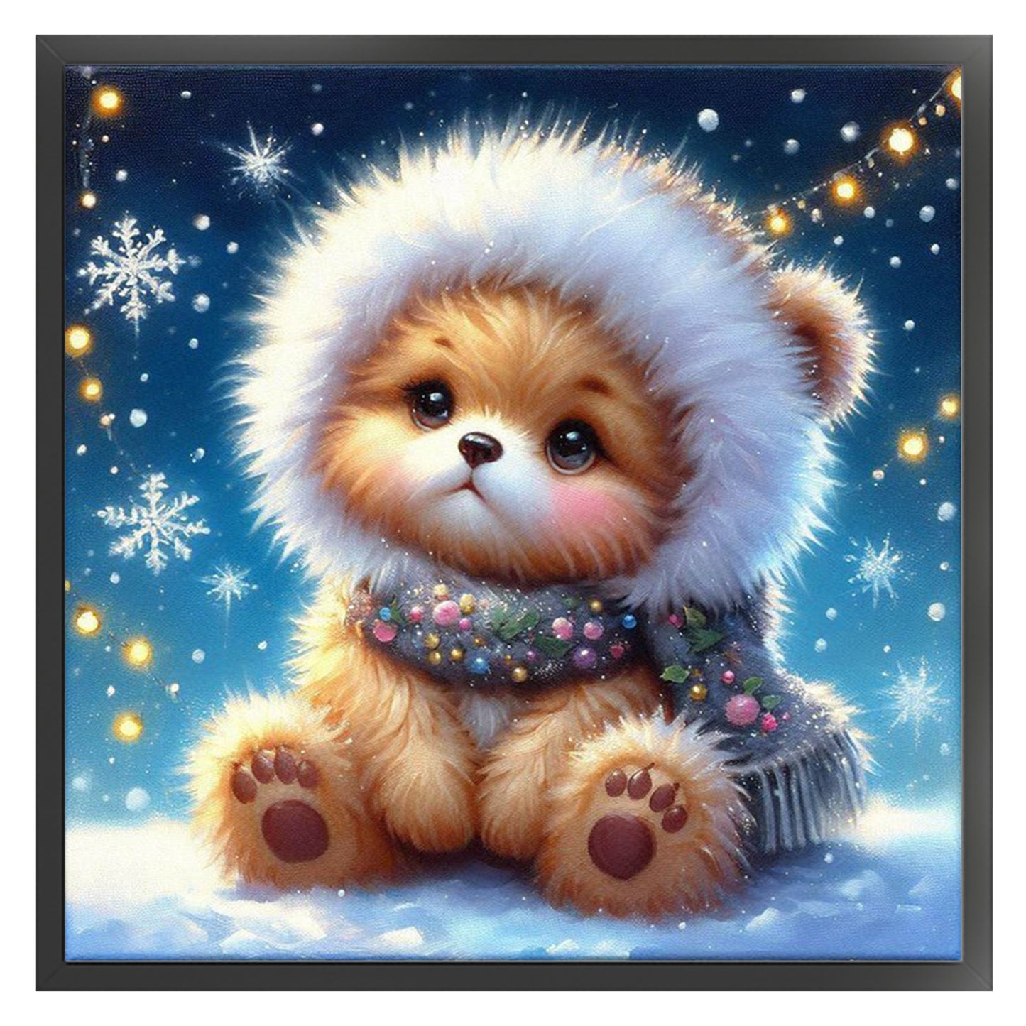 Yellow Bear - Full 18CT Stamped Cross Stitch 25x25CM - Huacan