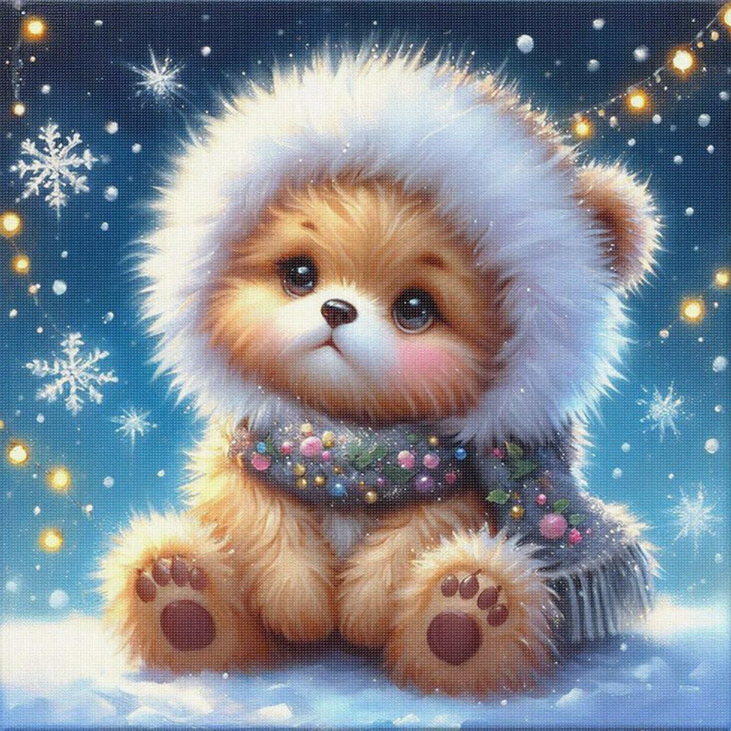 Yellow Bear - Full 18CT Stamped Cross Stitch 25x25CM - Huacan