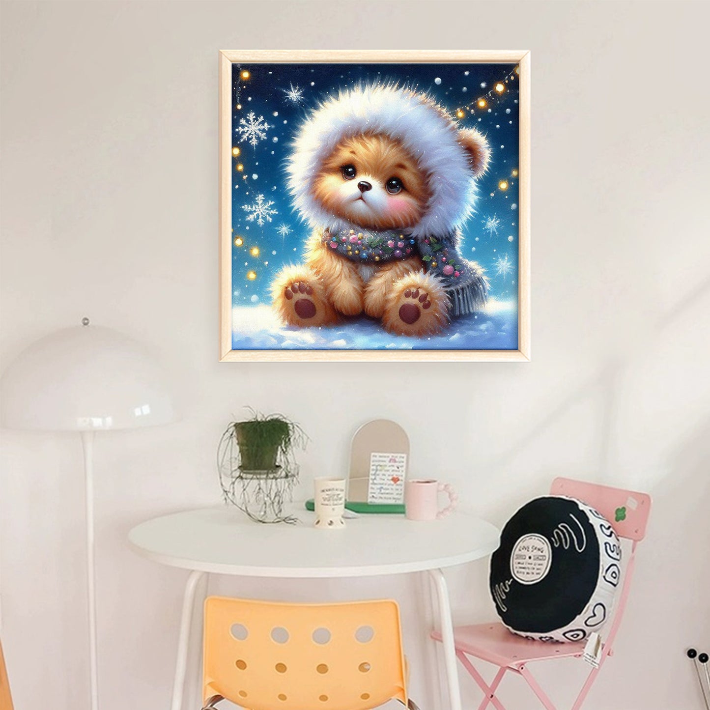 Yellow Bear - Full 18CT Stamped Cross Stitch 25x25CM - Huacan