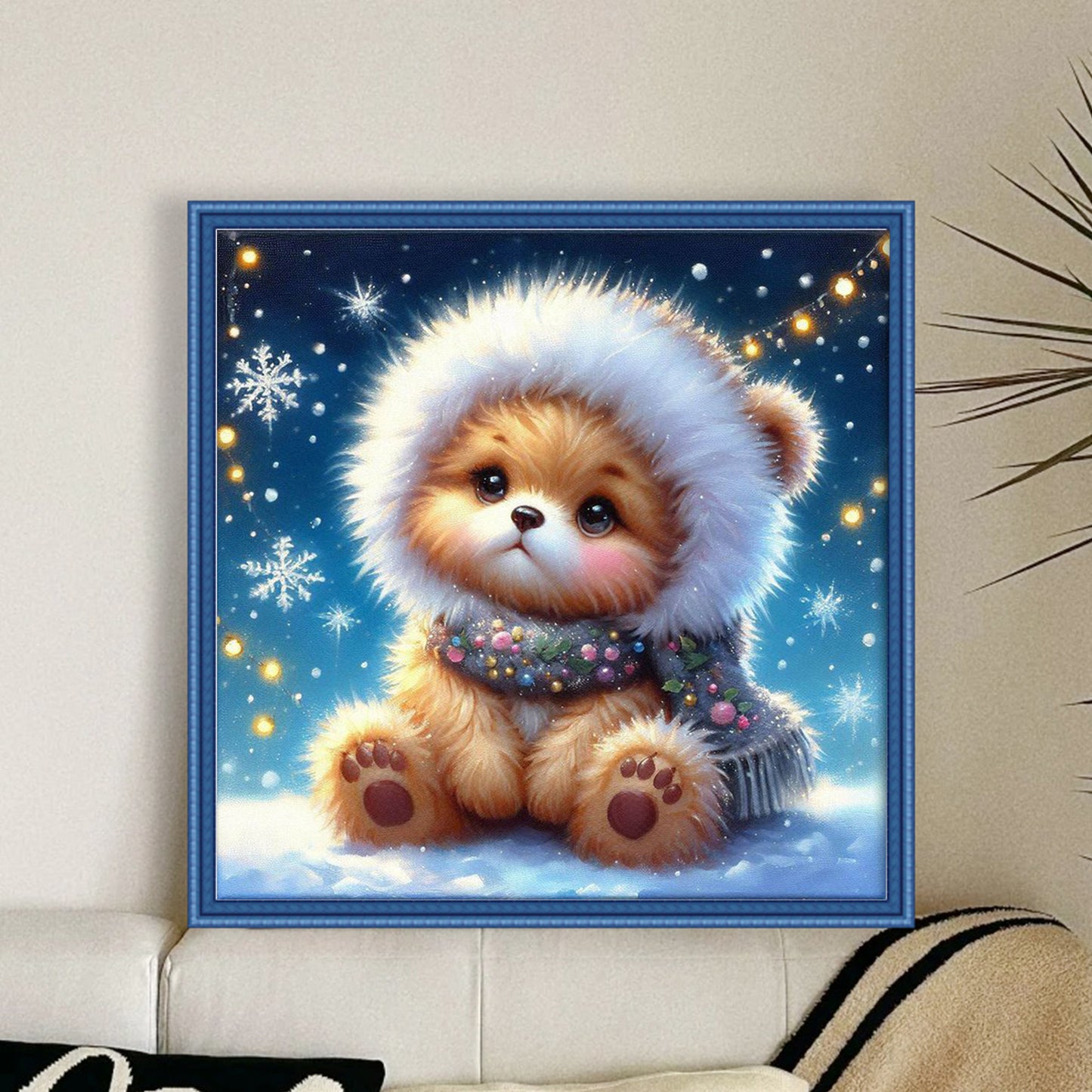 Yellow Bear - Full 18CT Stamped Cross Stitch 25x25CM - Huacan