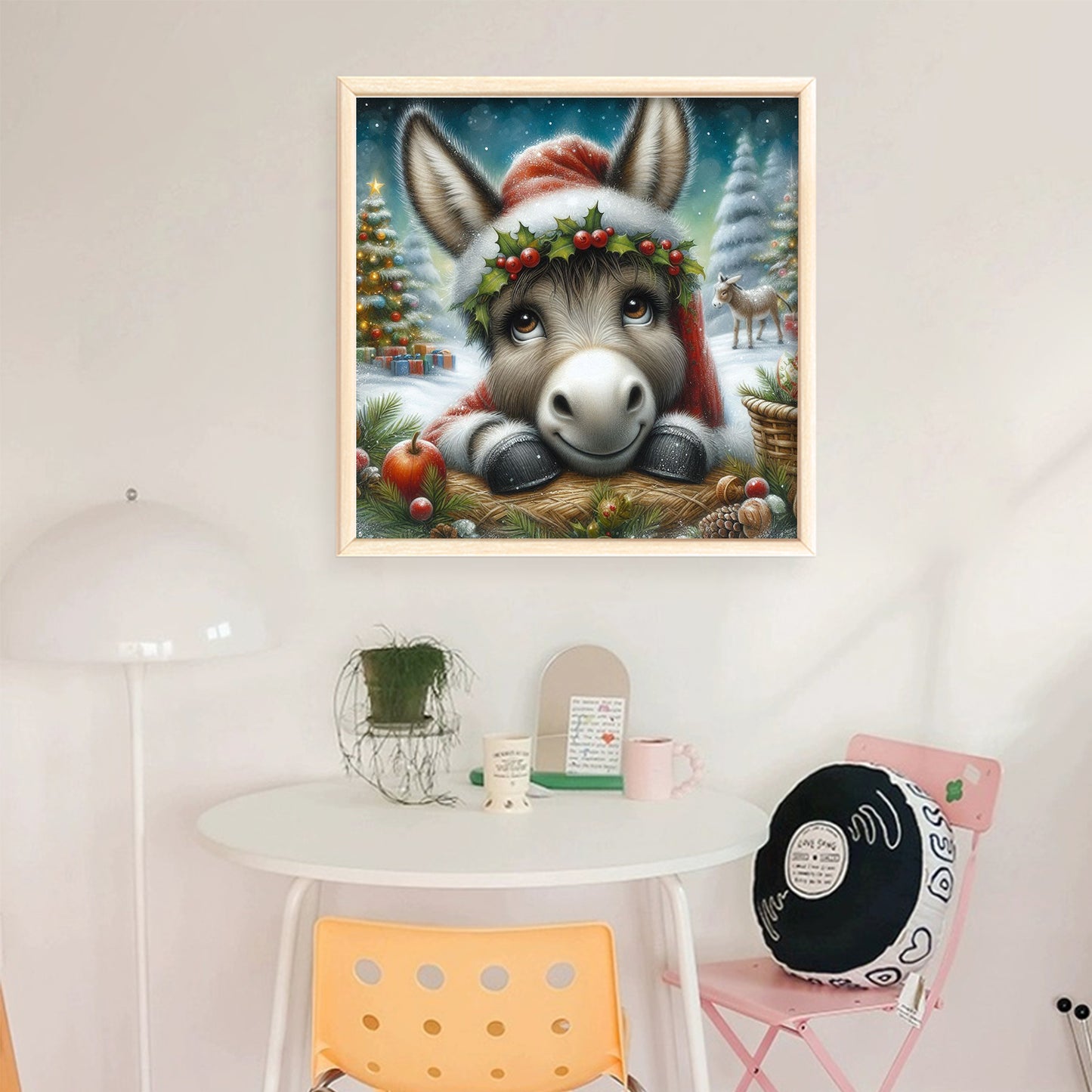 Christmas Donkey - Full 18CT Stamped Cross Stitch 25x25CM - Huacan