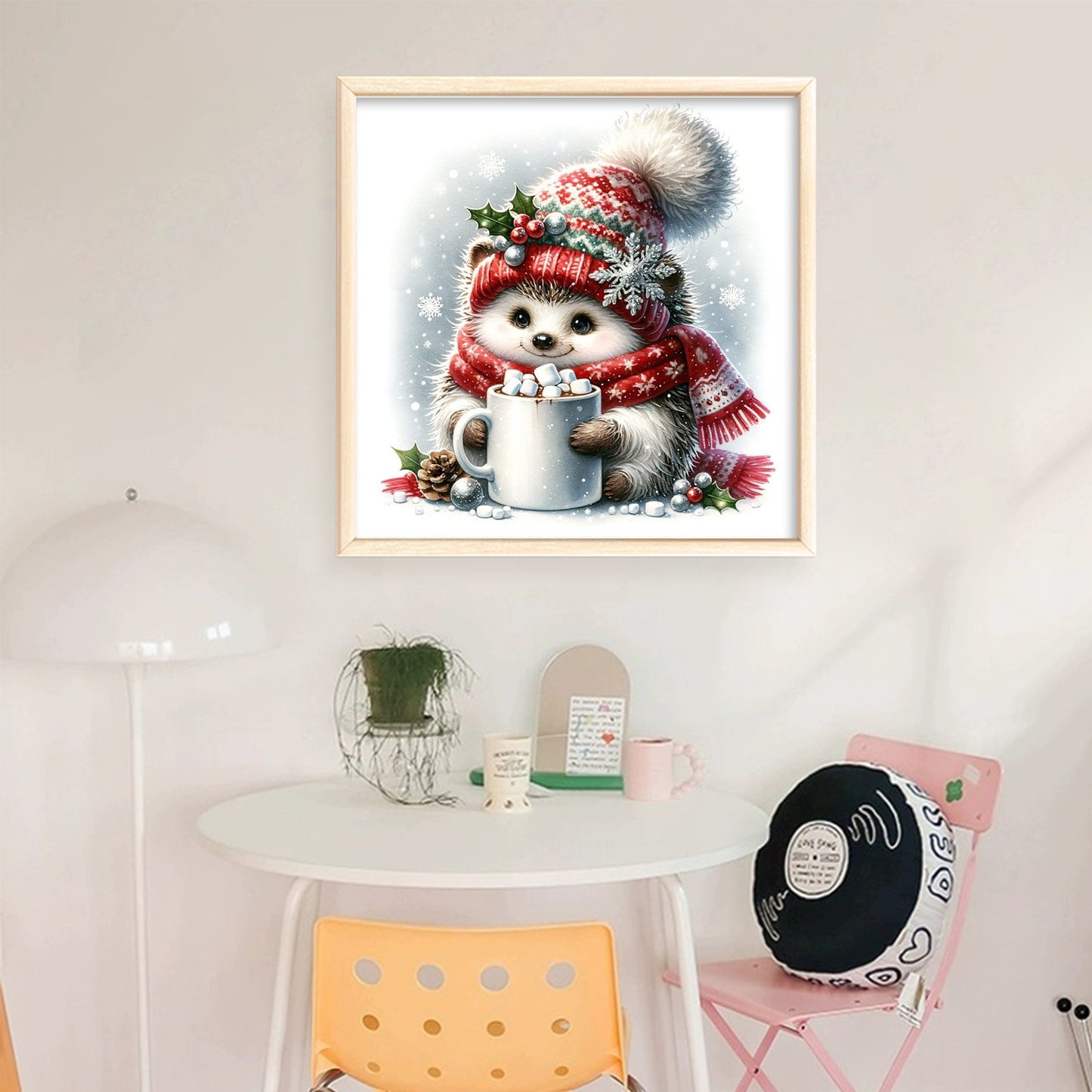 Christmas Hedgehog - Full 18CT Stamped Cross Stitch 25x25CM - Huacan