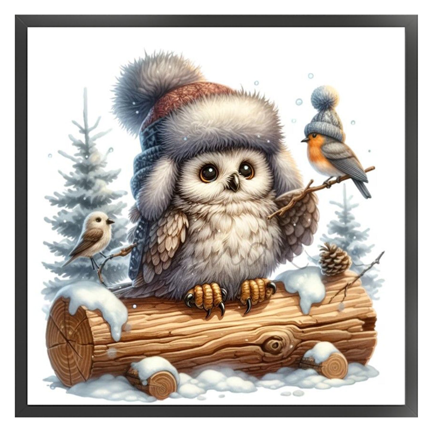Christmas Owl - Full 18CT Stamped Cross Stitch 25x25CM - Huacan