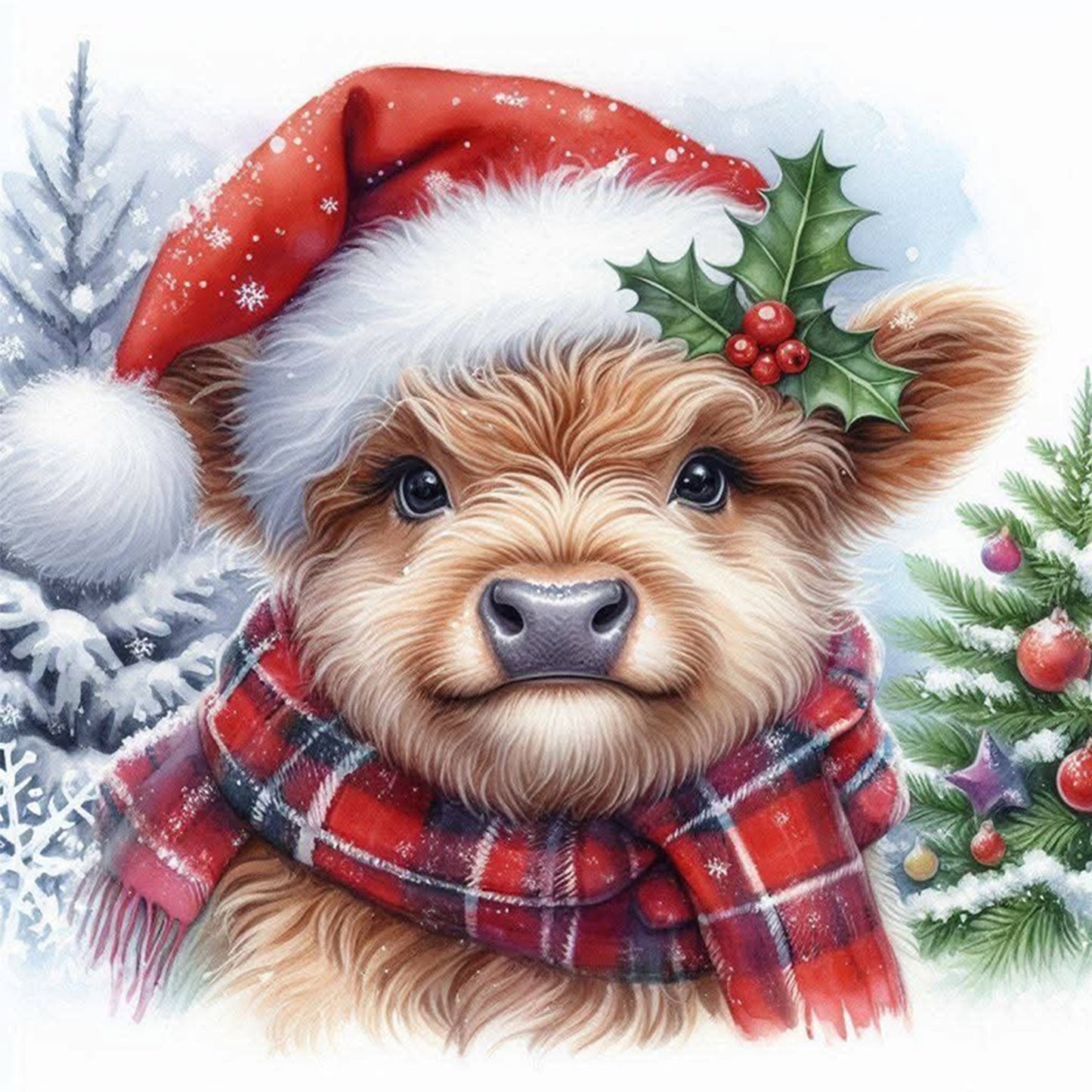 Christmas Yak - Full 18CT Stamped Cross Stitch 25x25CM - Huacan