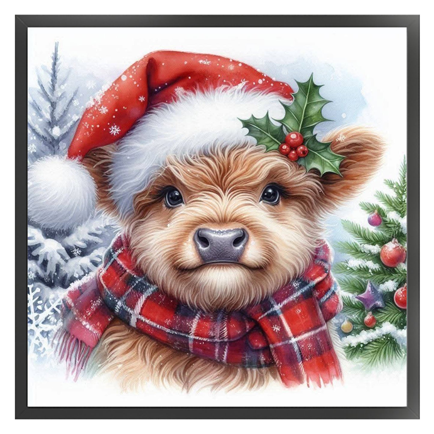 Christmas Yak - Full 18CT Stamped Cross Stitch 25x25CM - Huacan