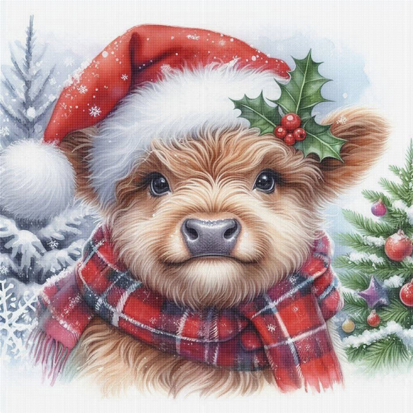 Christmas Yak - Full 18CT Stamped Cross Stitch 25x25CM - Huacan