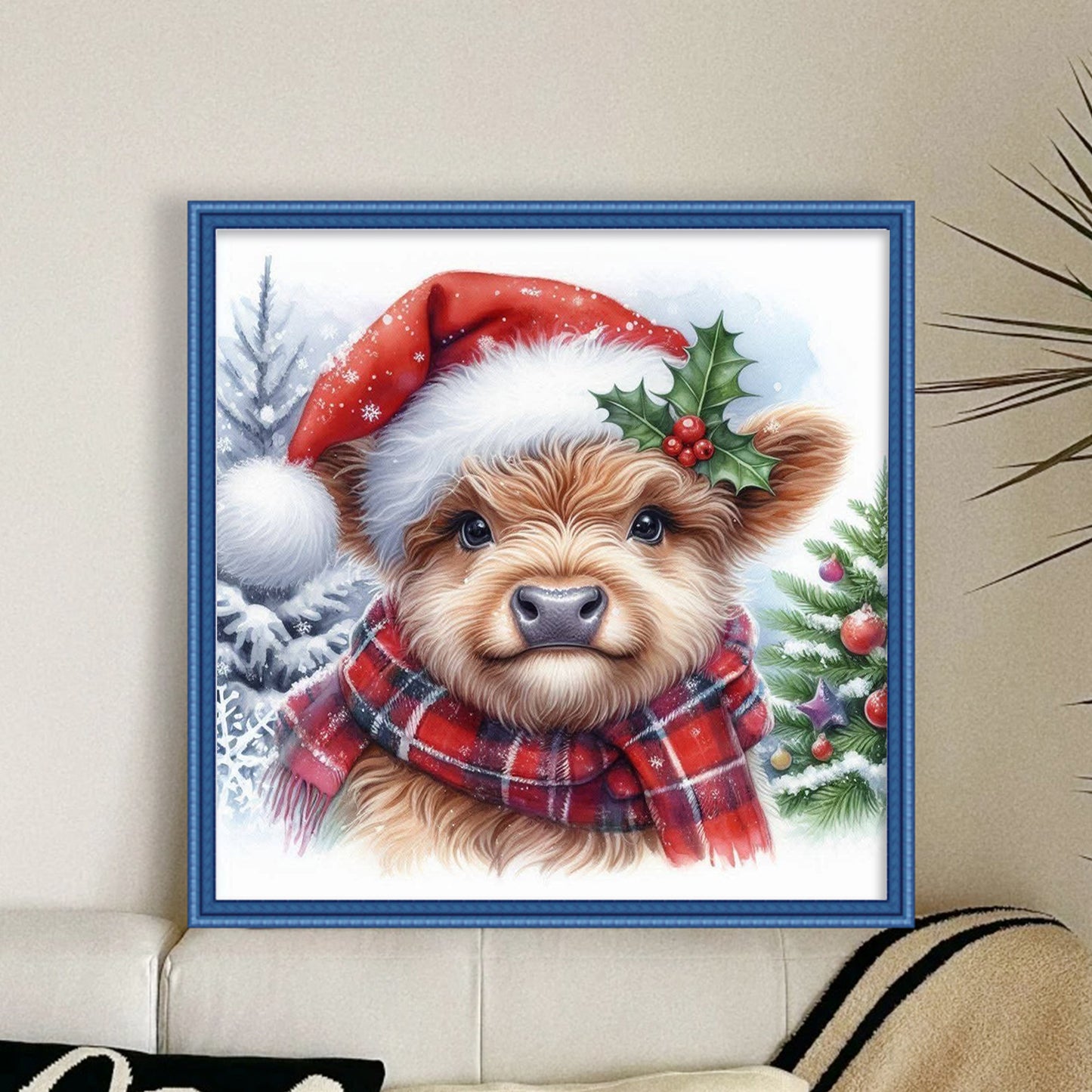 Christmas Yak - Full 18CT Stamped Cross Stitch 25x25CM - Huacan