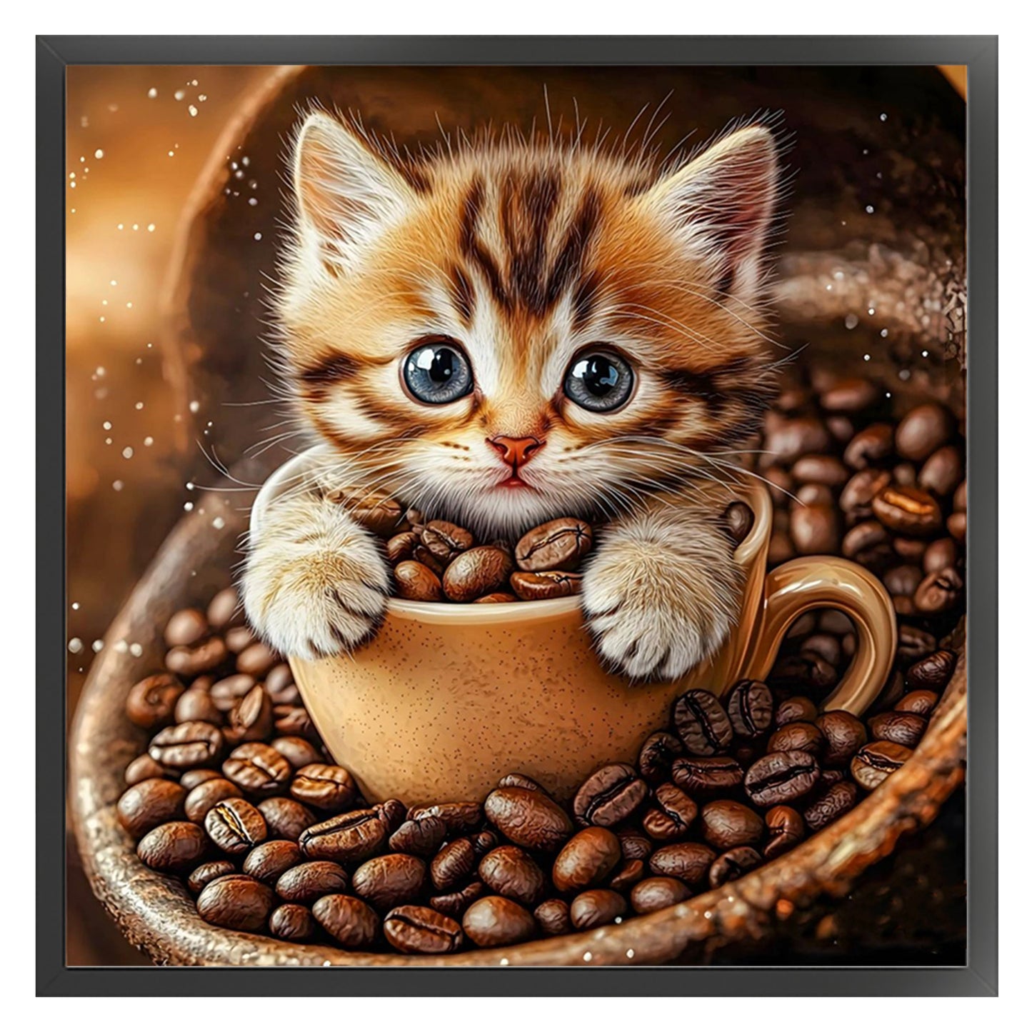 Coffee Cat - Full 18CT Stamped Cross Stitch 25x25CM - Huacan