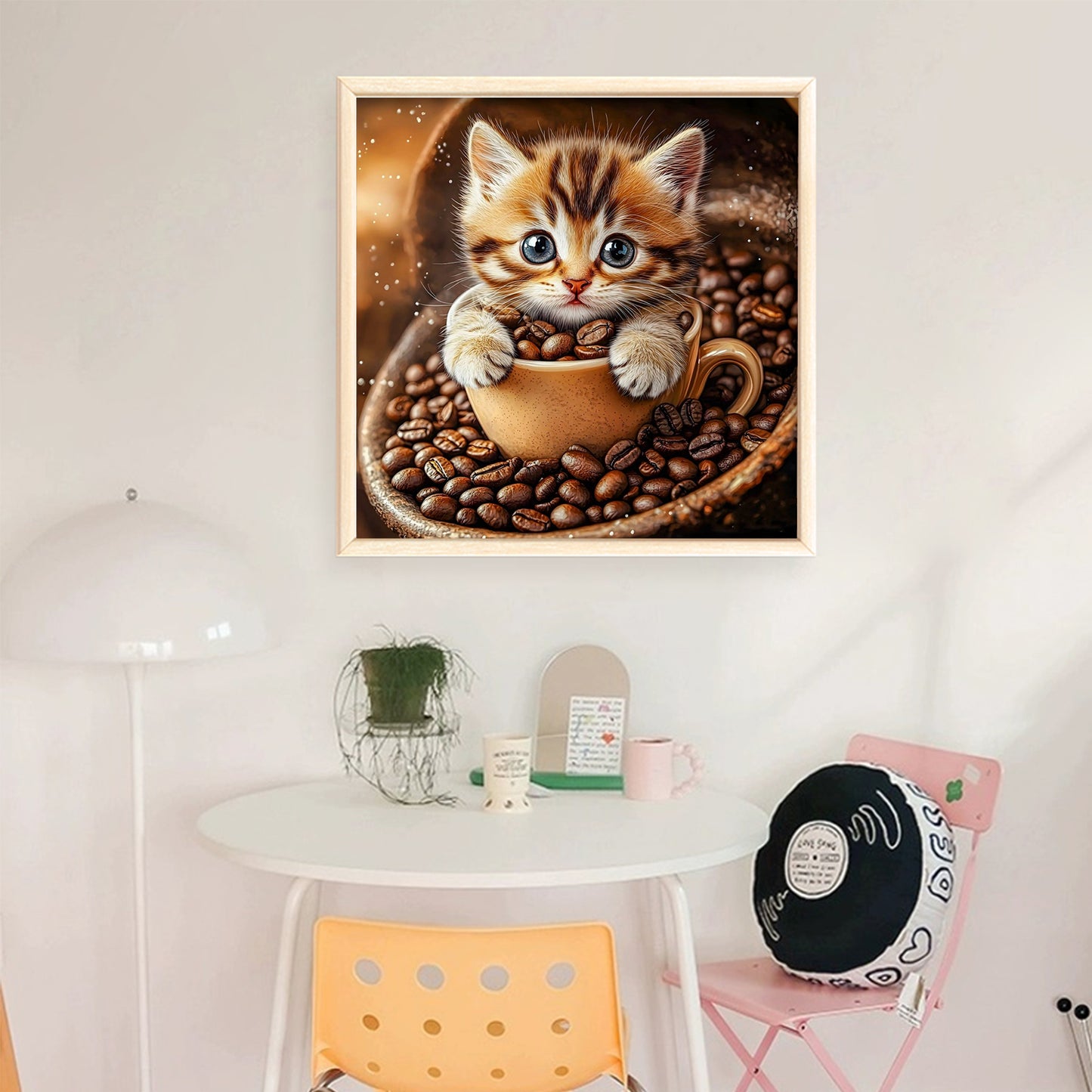 Coffee Cat - Full 18CT Stamped Cross Stitch 25x25CM - Huacan