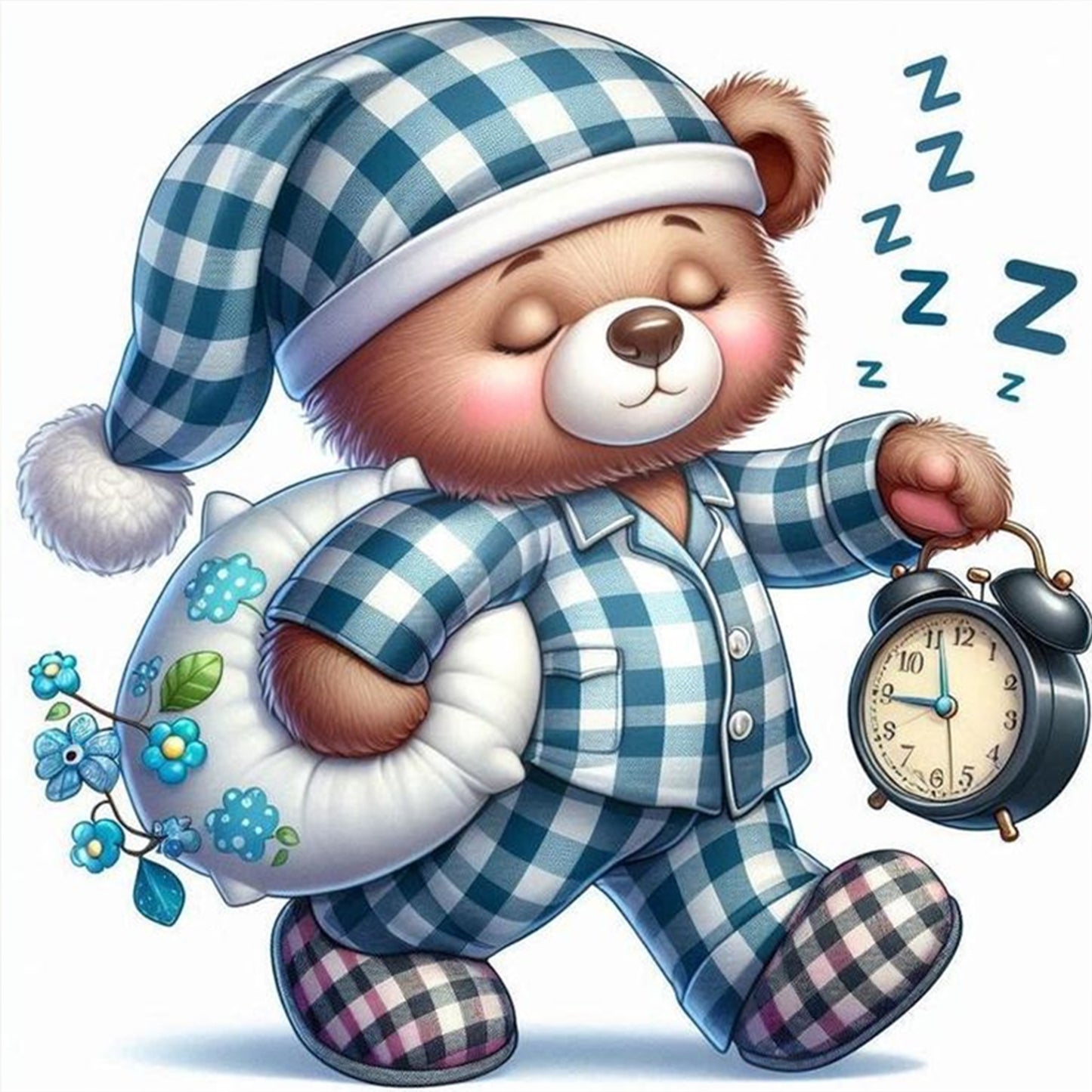 Sleeping Bear - Full 18CT Stamped Cross Stitch 25x25CM - Huacan